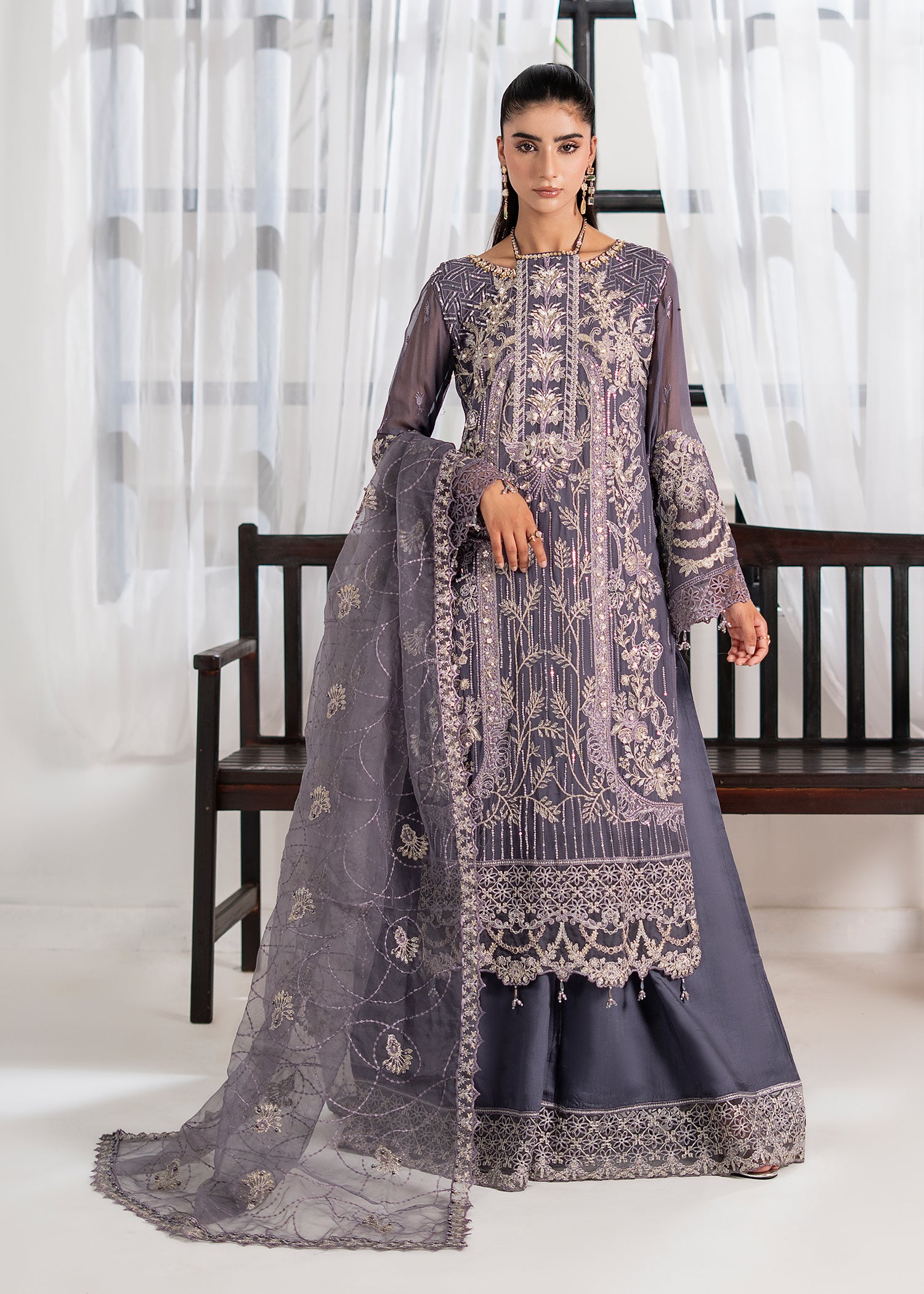 chiffon Sharara in Slate grey