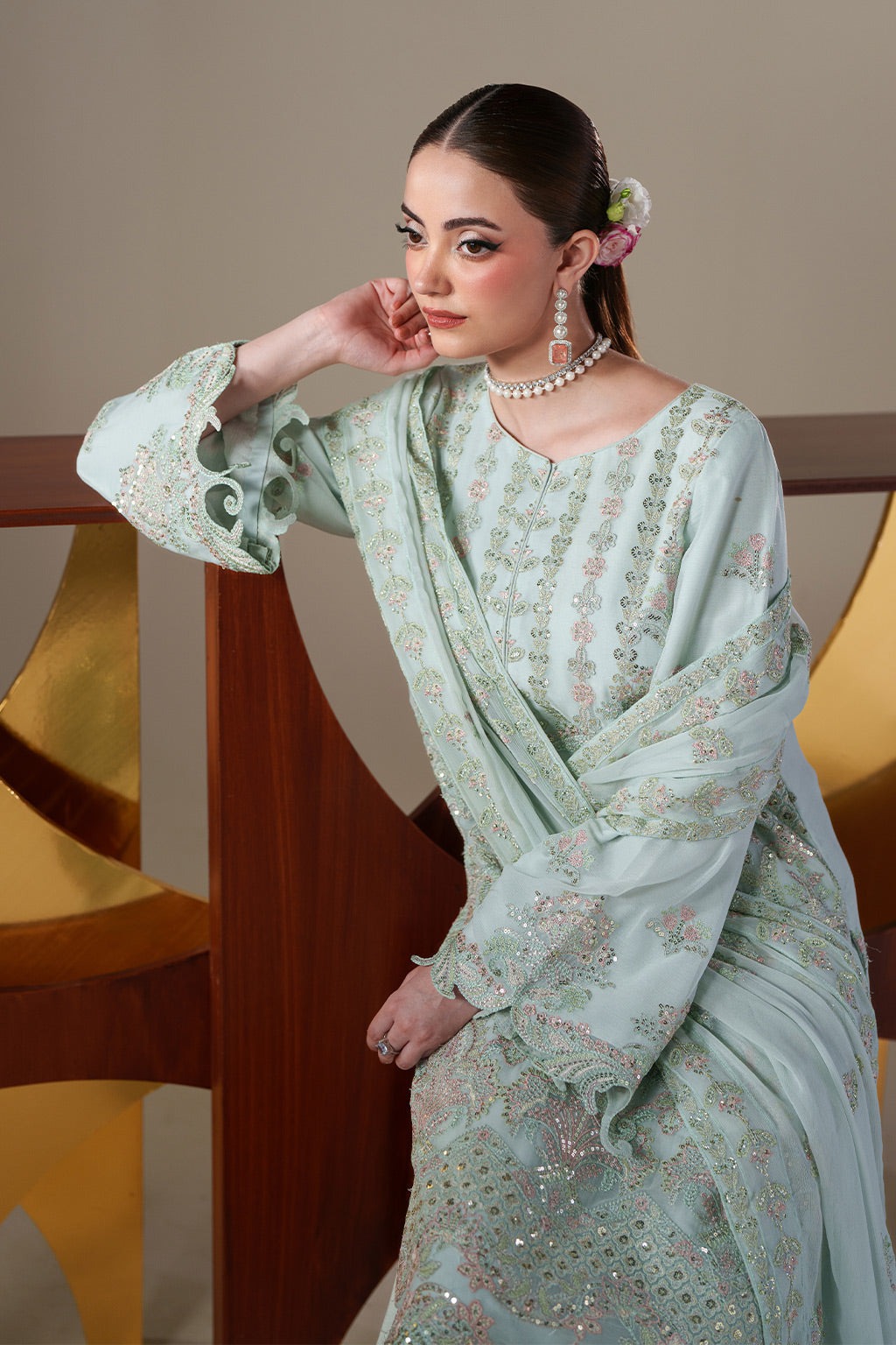 chiffon Sharara in Sage green
