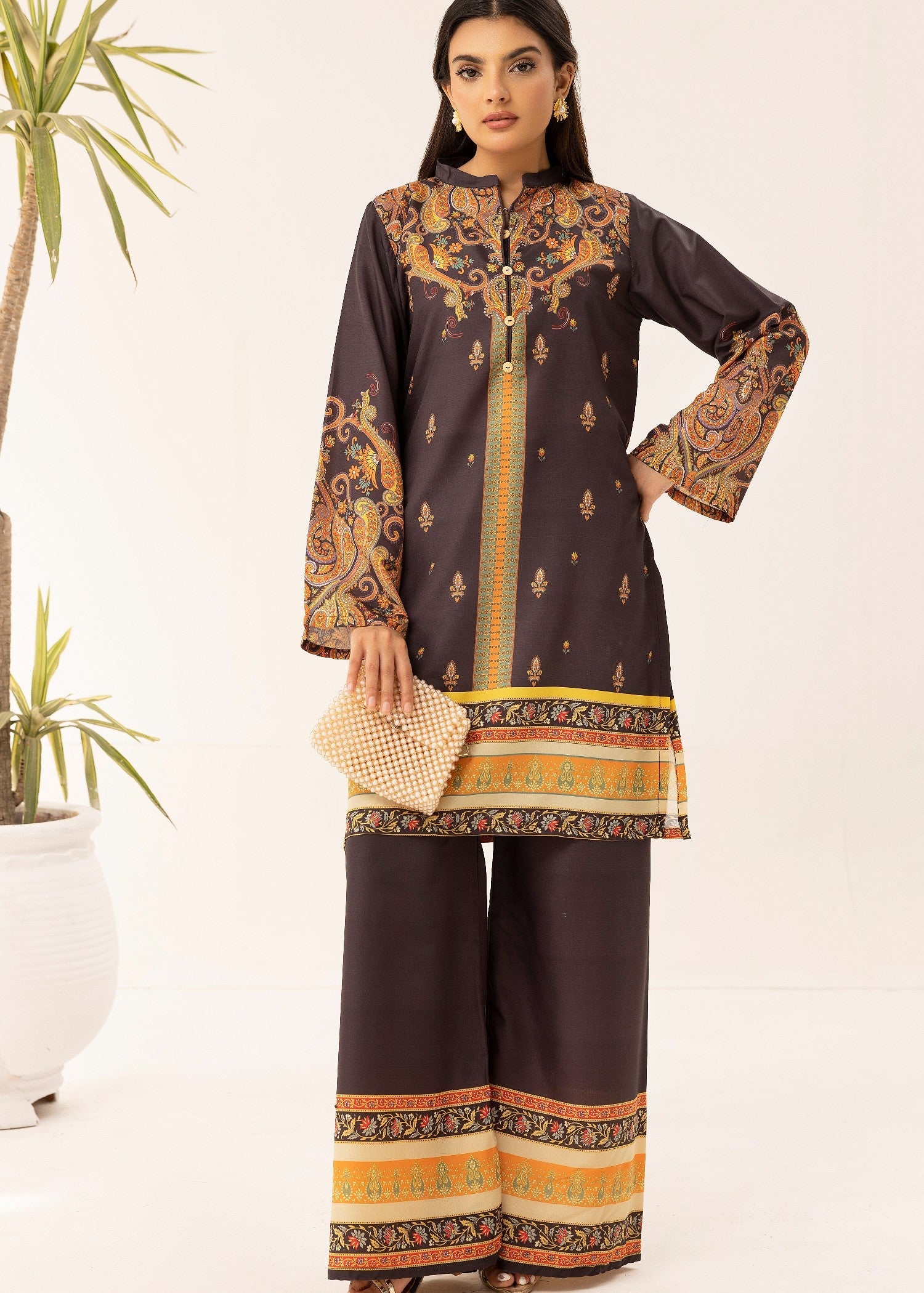 poly lawn Co Ord Sets in Dark brown