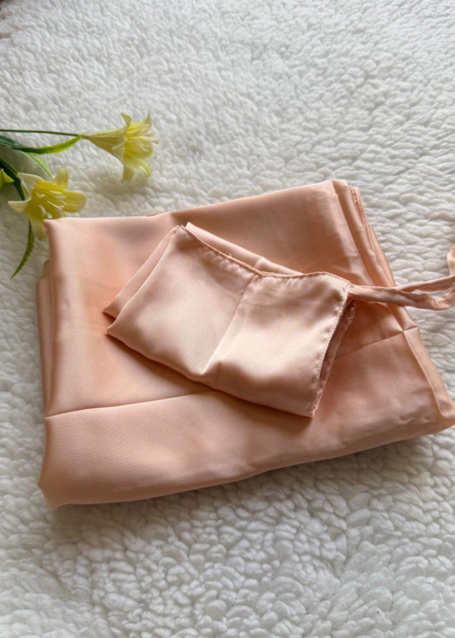 satin silk Veil in Peach pink