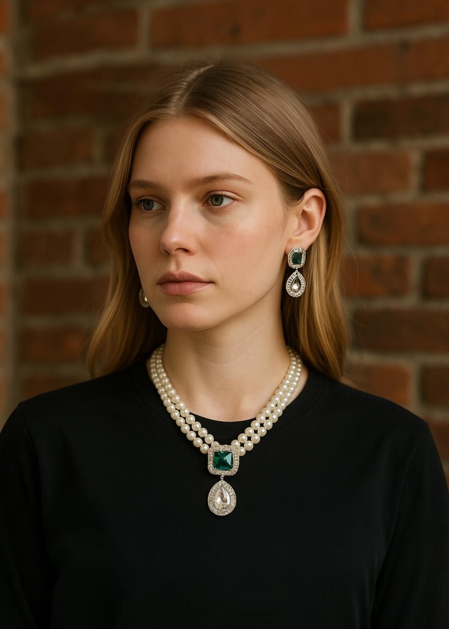 Jewelry Set in Emerald green Color by - Trendy Women Jewelry Set DTN9119