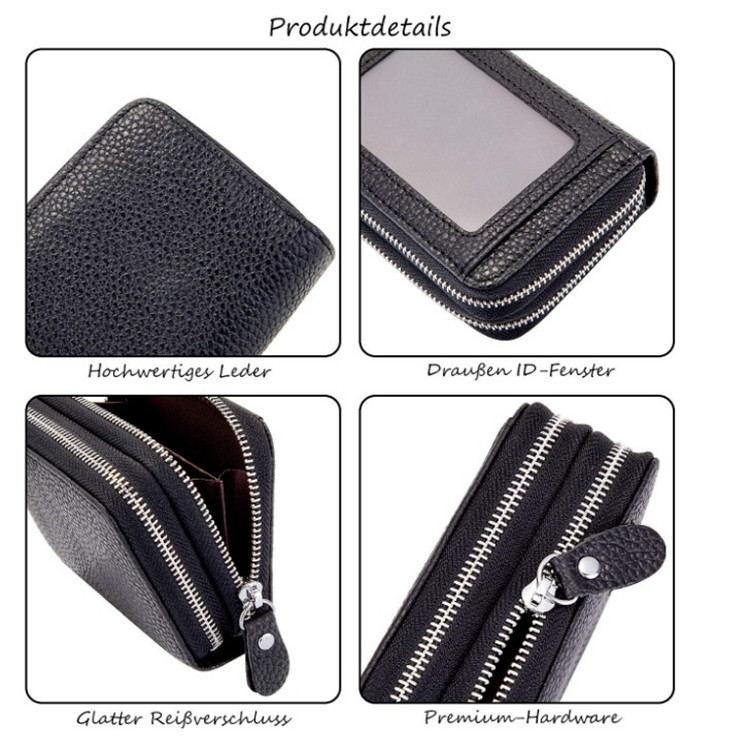 New leather wallet large capacity double zipper