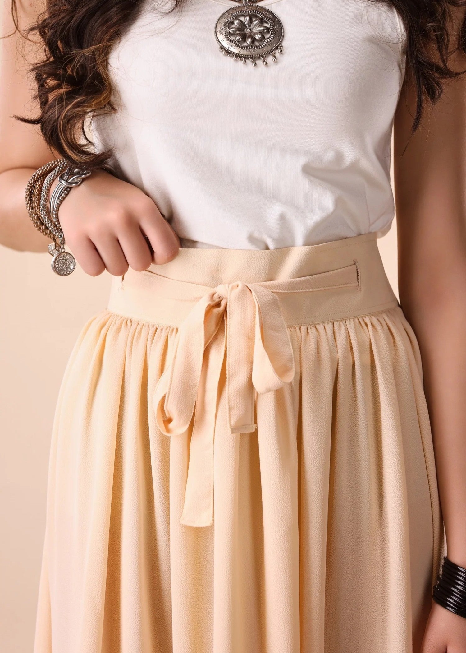 polyester Skirt in Beige