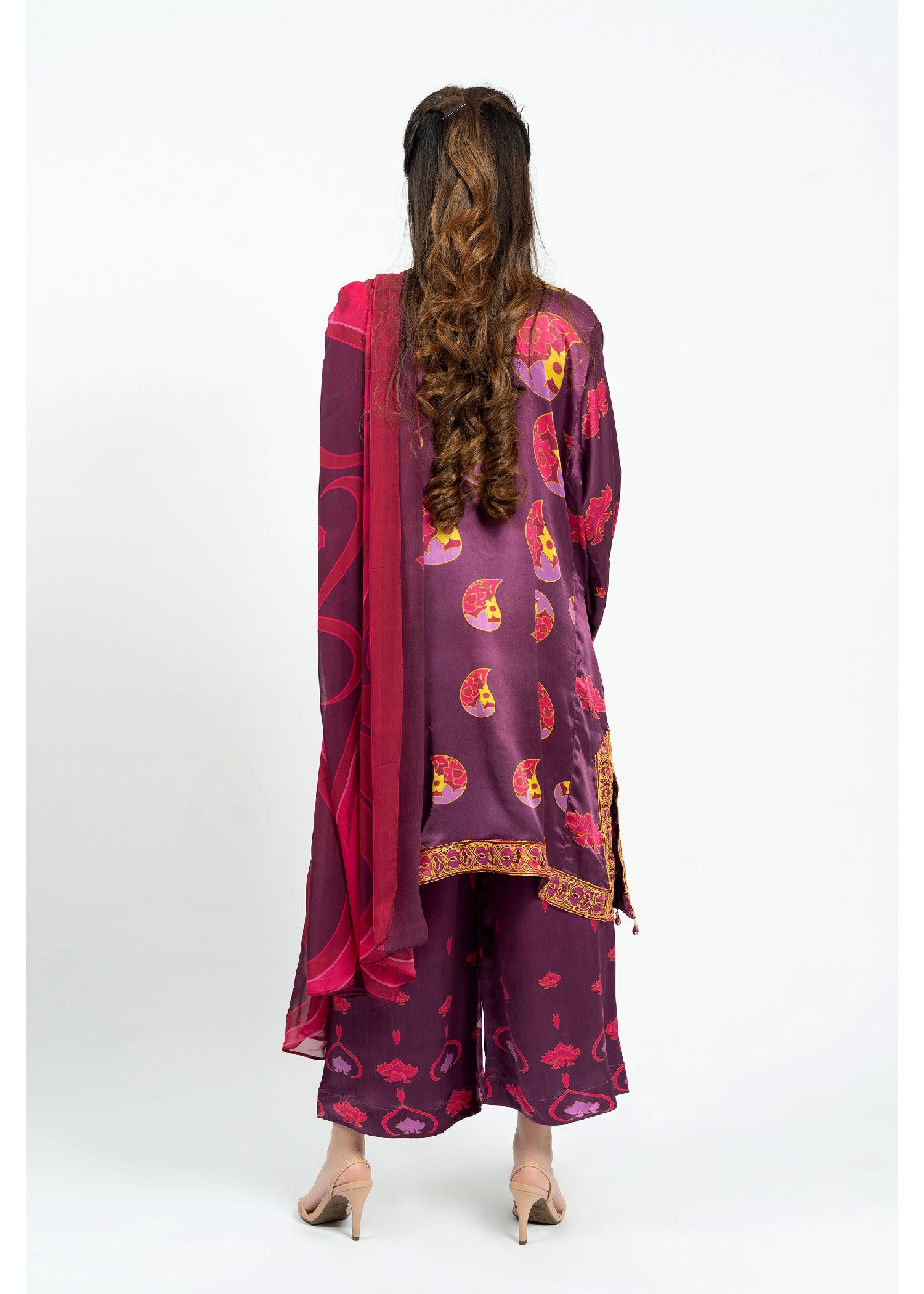 silk Kurta Set in Purple