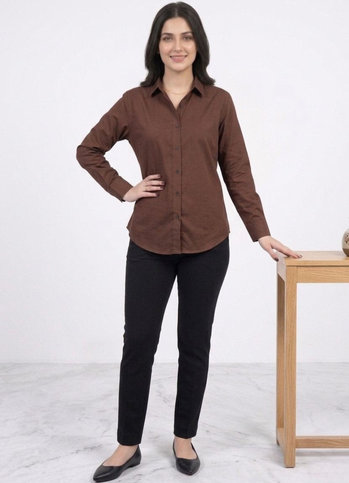 cotton silk Top in Walnut brown