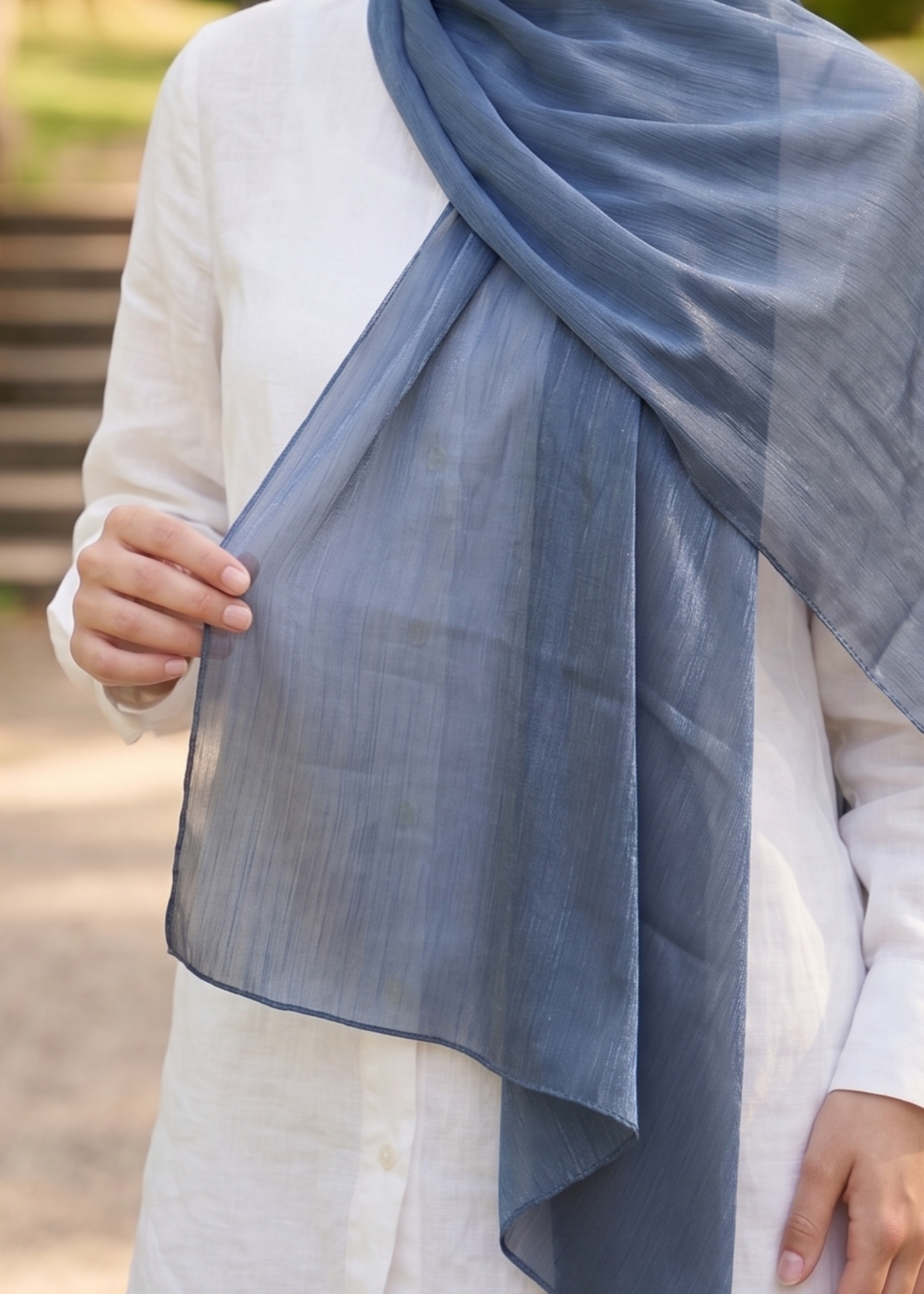 organza Hijab in Slate blue