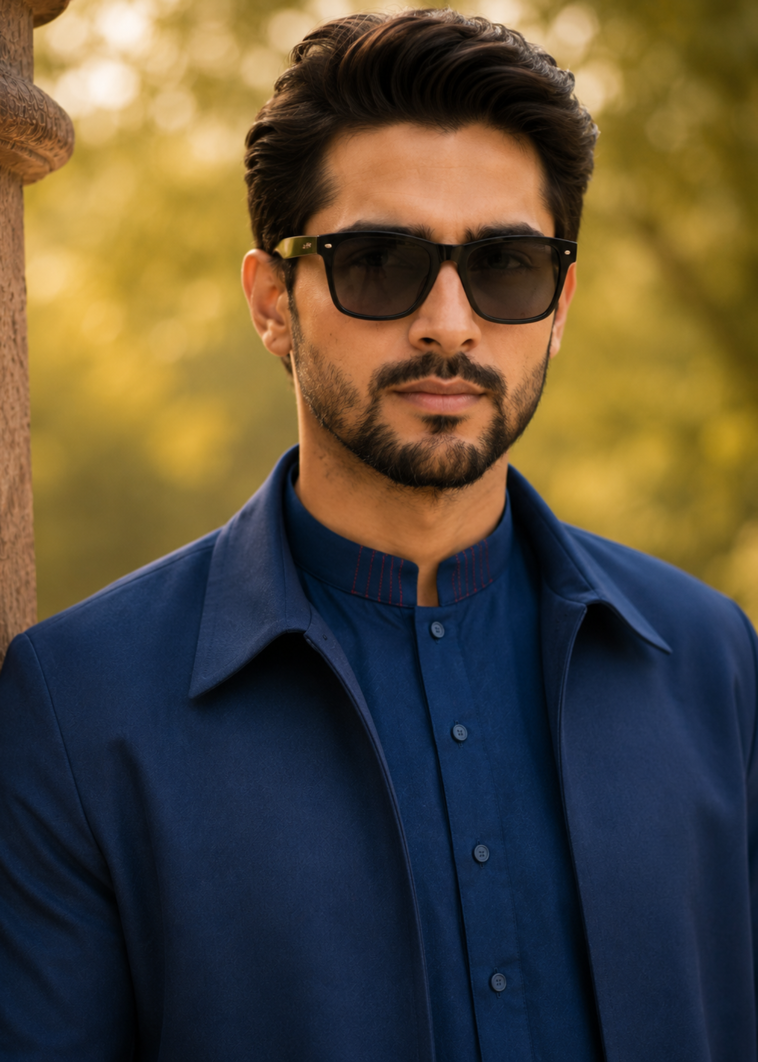 wash & wear Prince Coat in Navy blue
