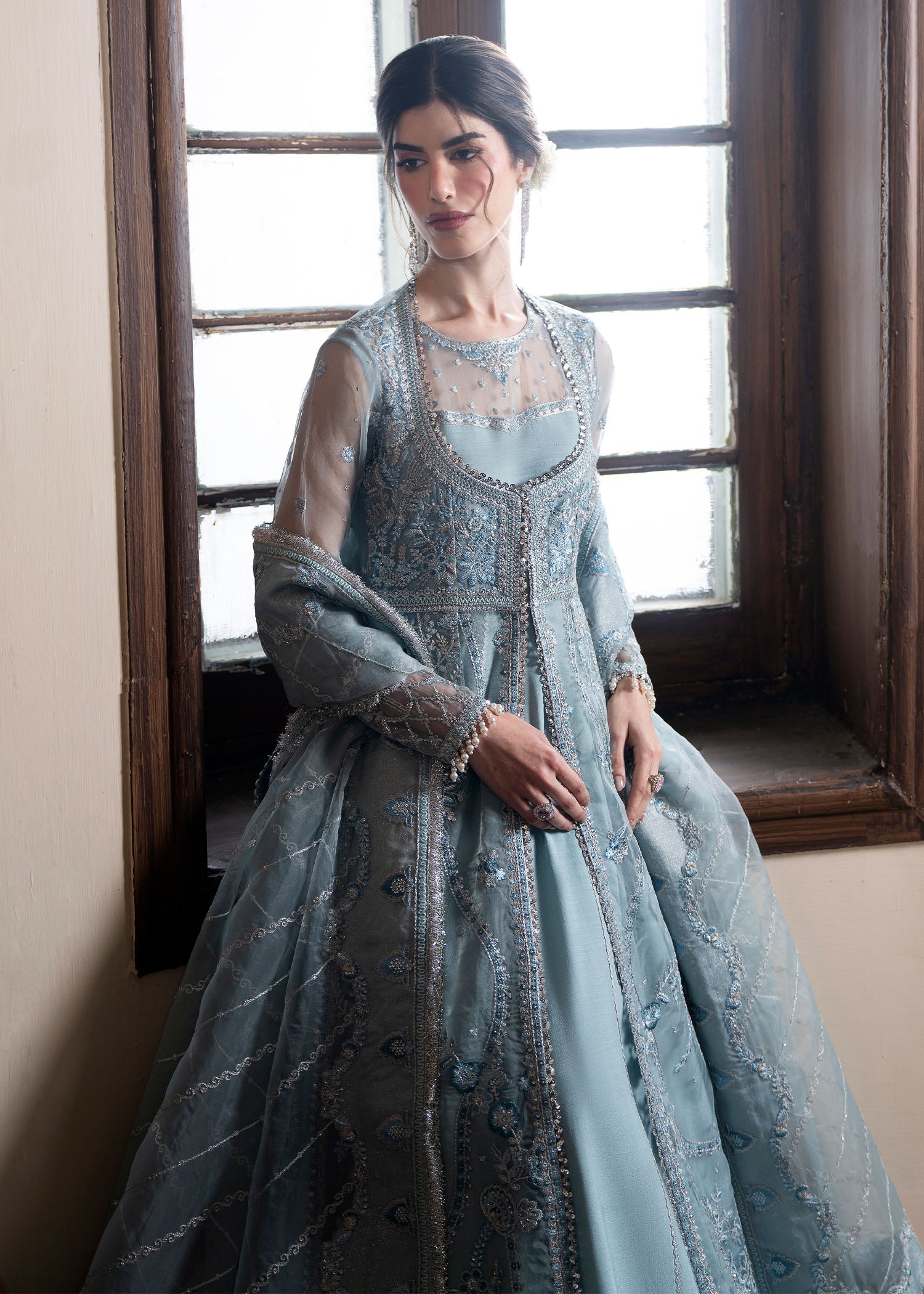 organza Gown in Ice blue