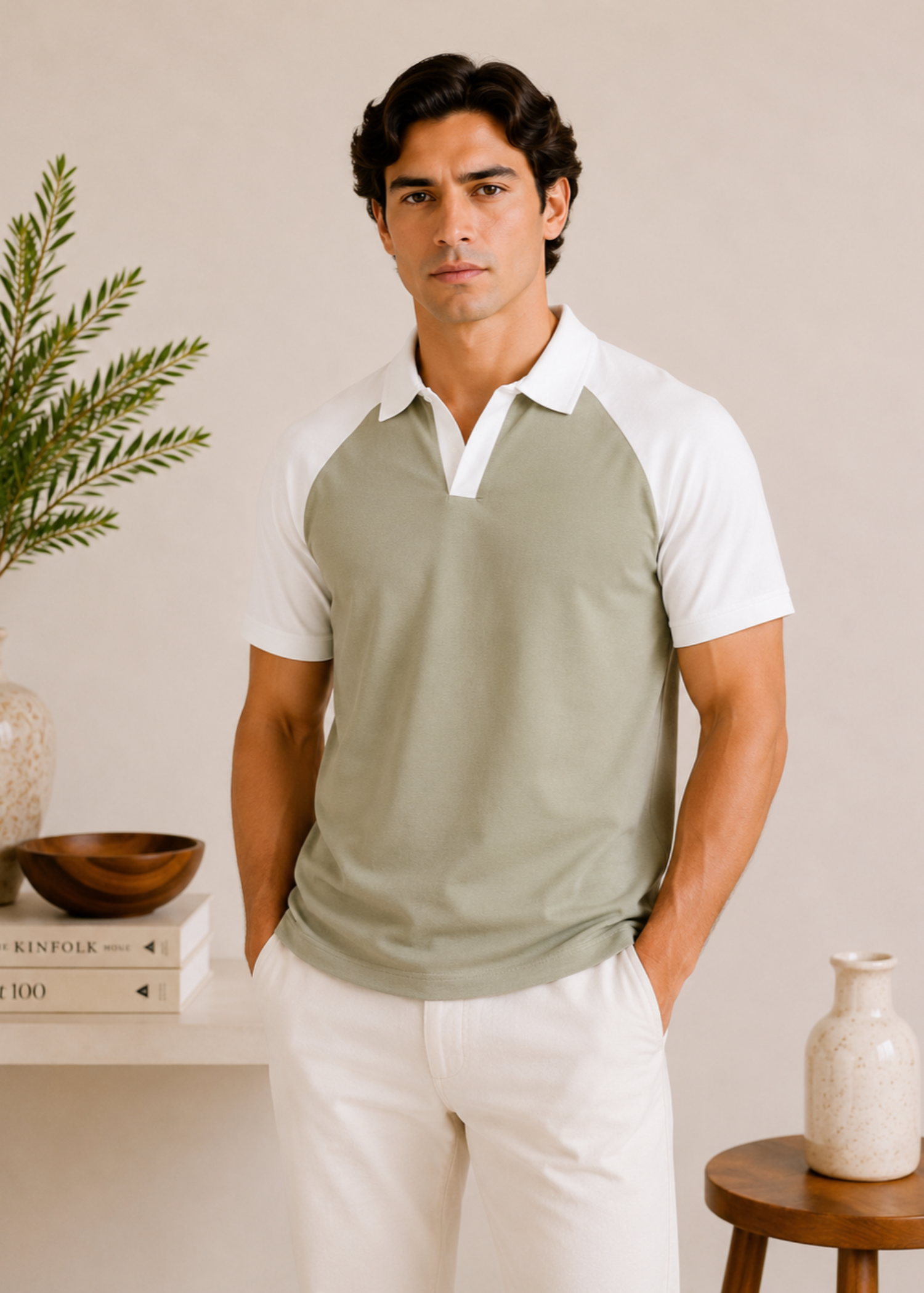 cotton pique Polo Shirt in Mint green, white