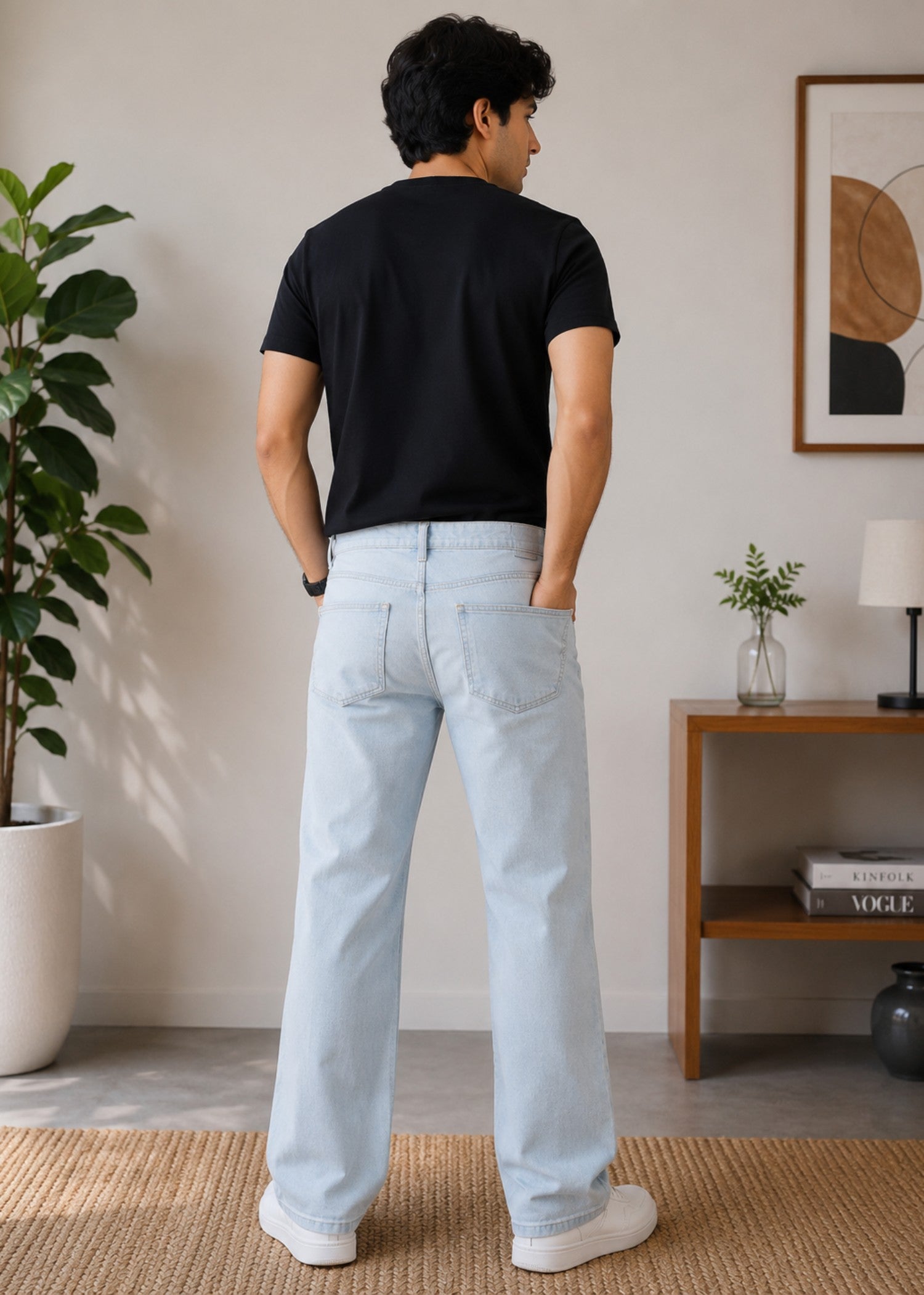 cotton Jeans in Ice blue by Bin Khalid