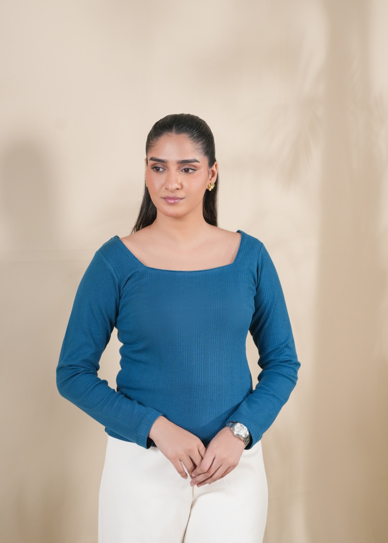 cotton pique Top in Blue