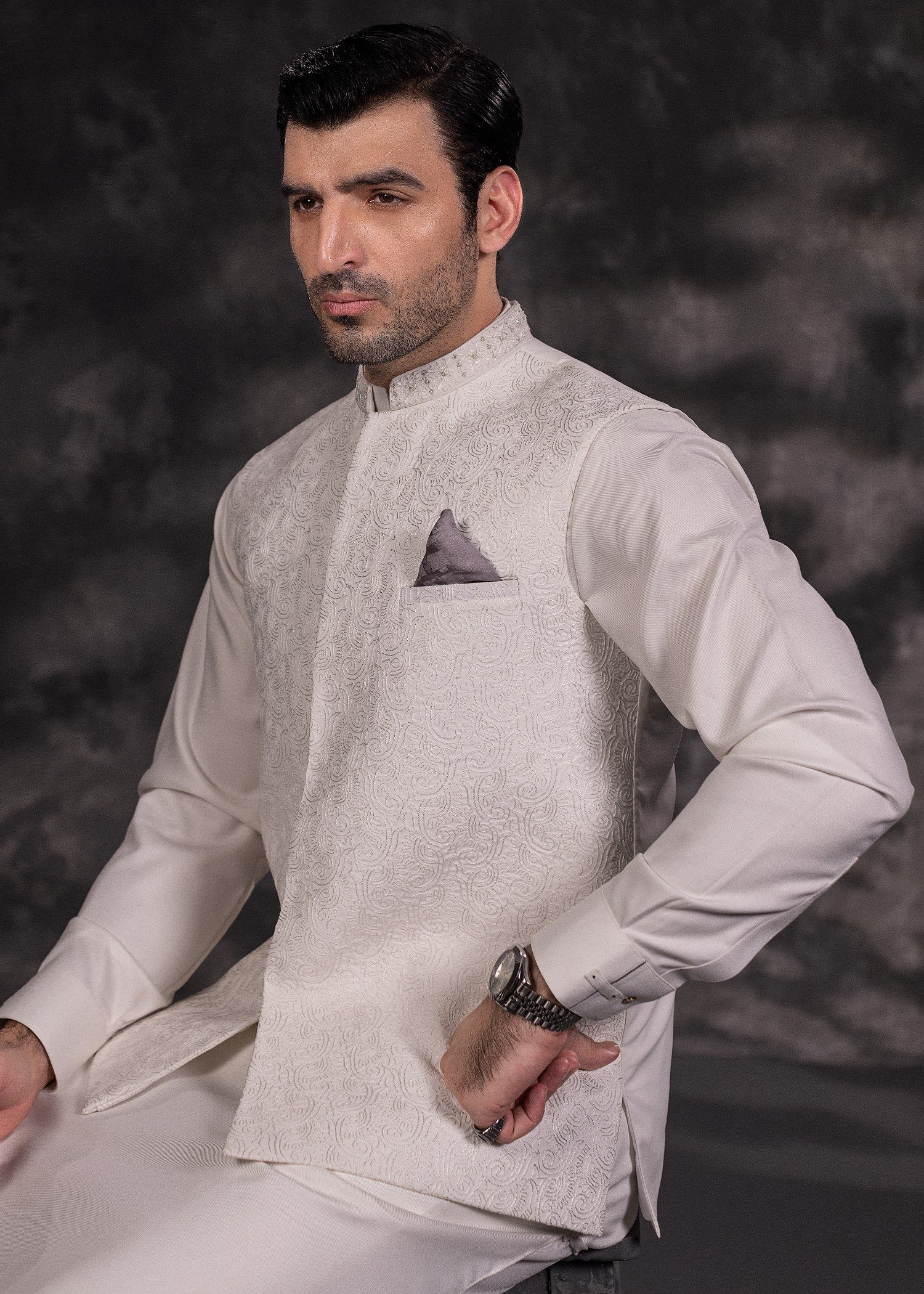 wool Waistcoat in Frost by Kafoor Clothing