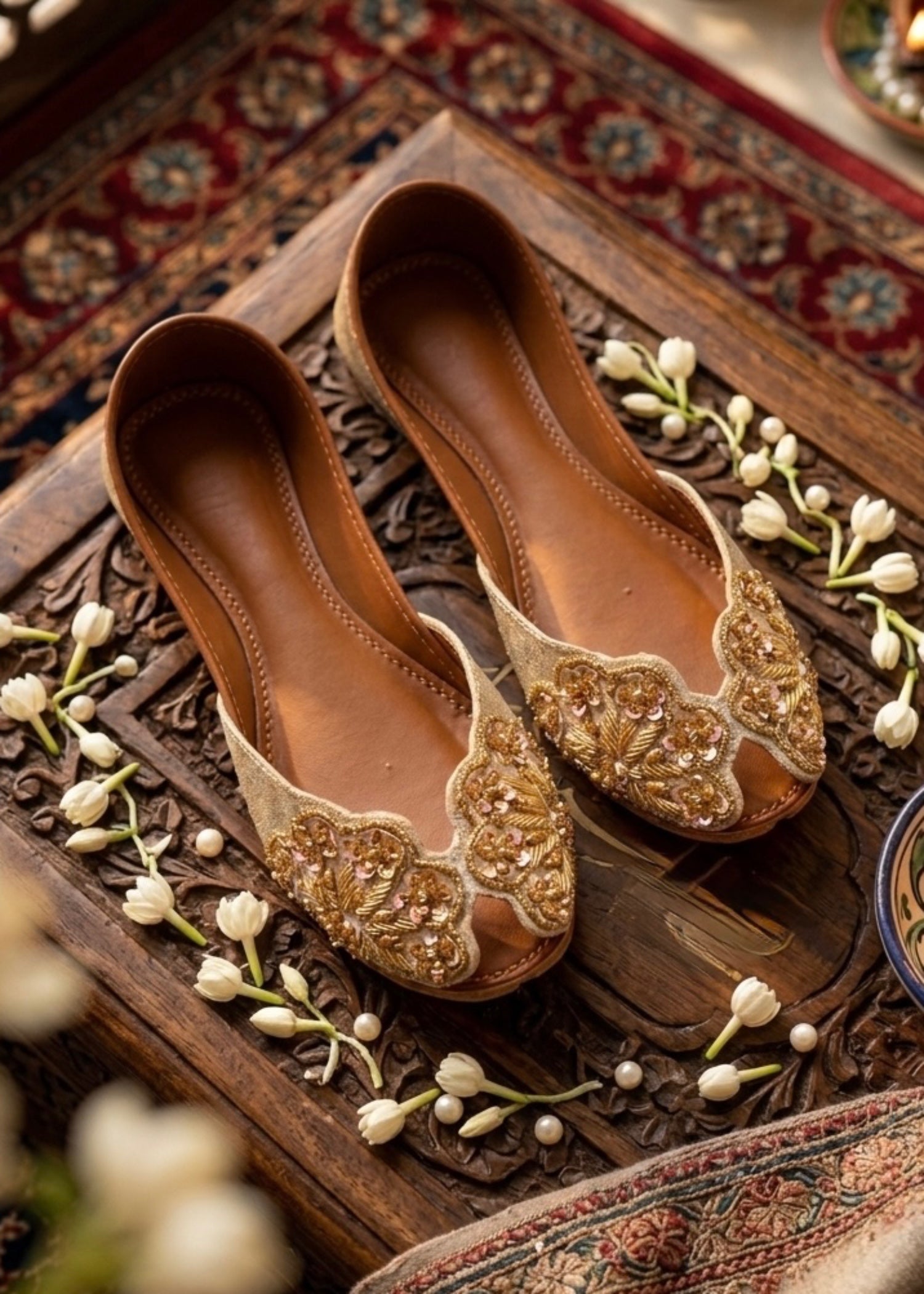 Khussa in Gold by - High Quality Women Khussa DPK0061