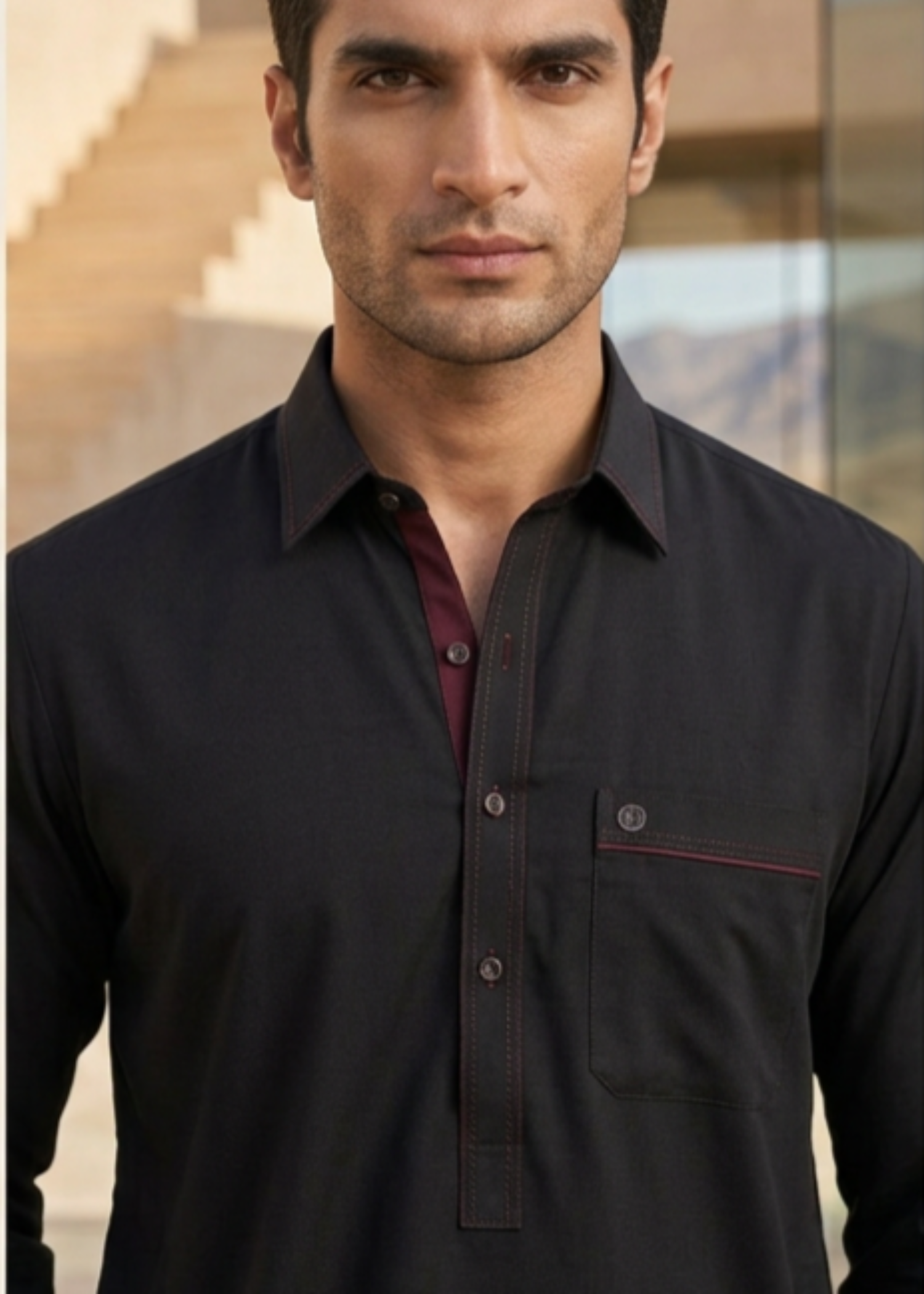 wash & wear Shalwar Kameez in Black