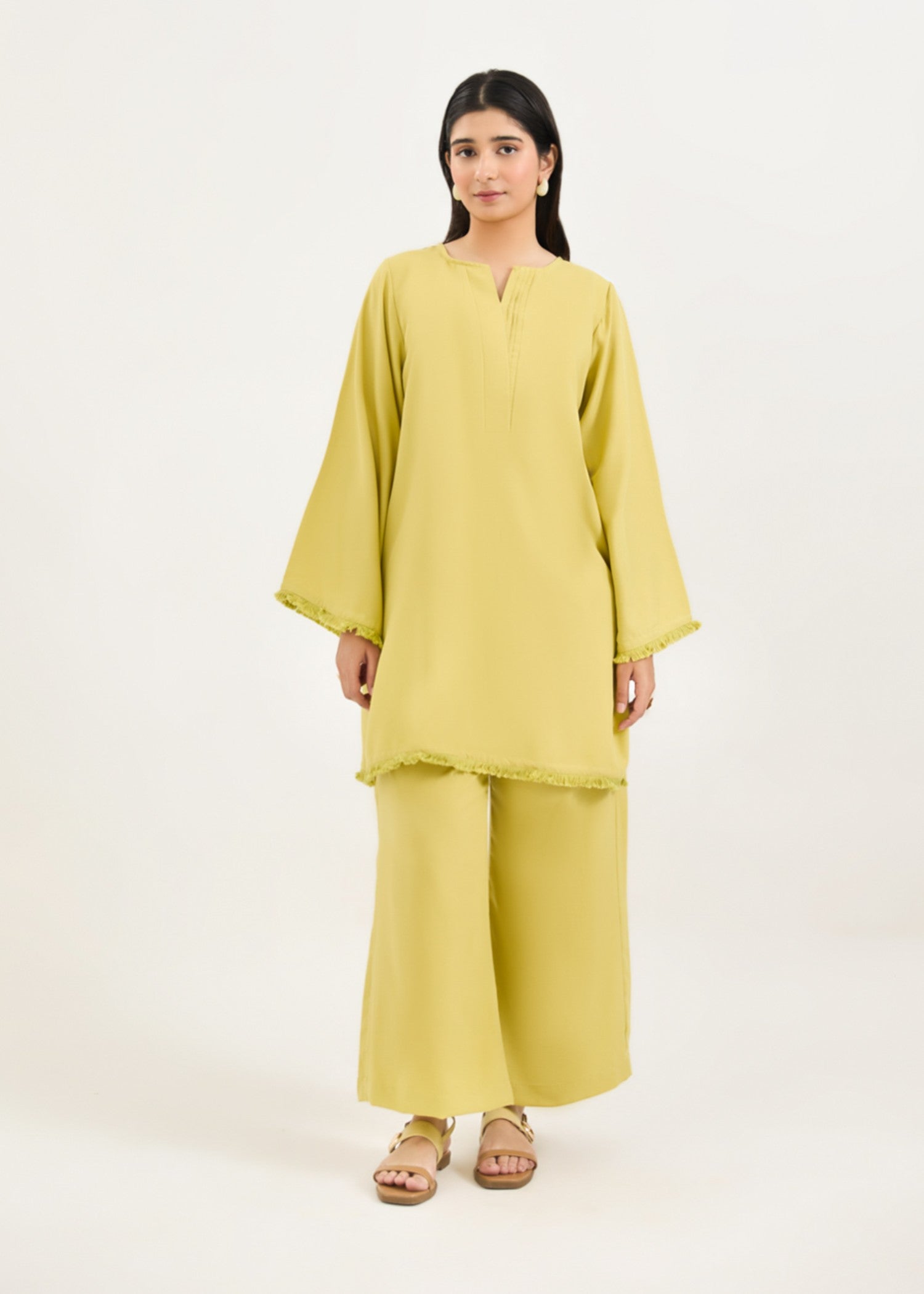 georgette Co Ord Sets in Acid yellow