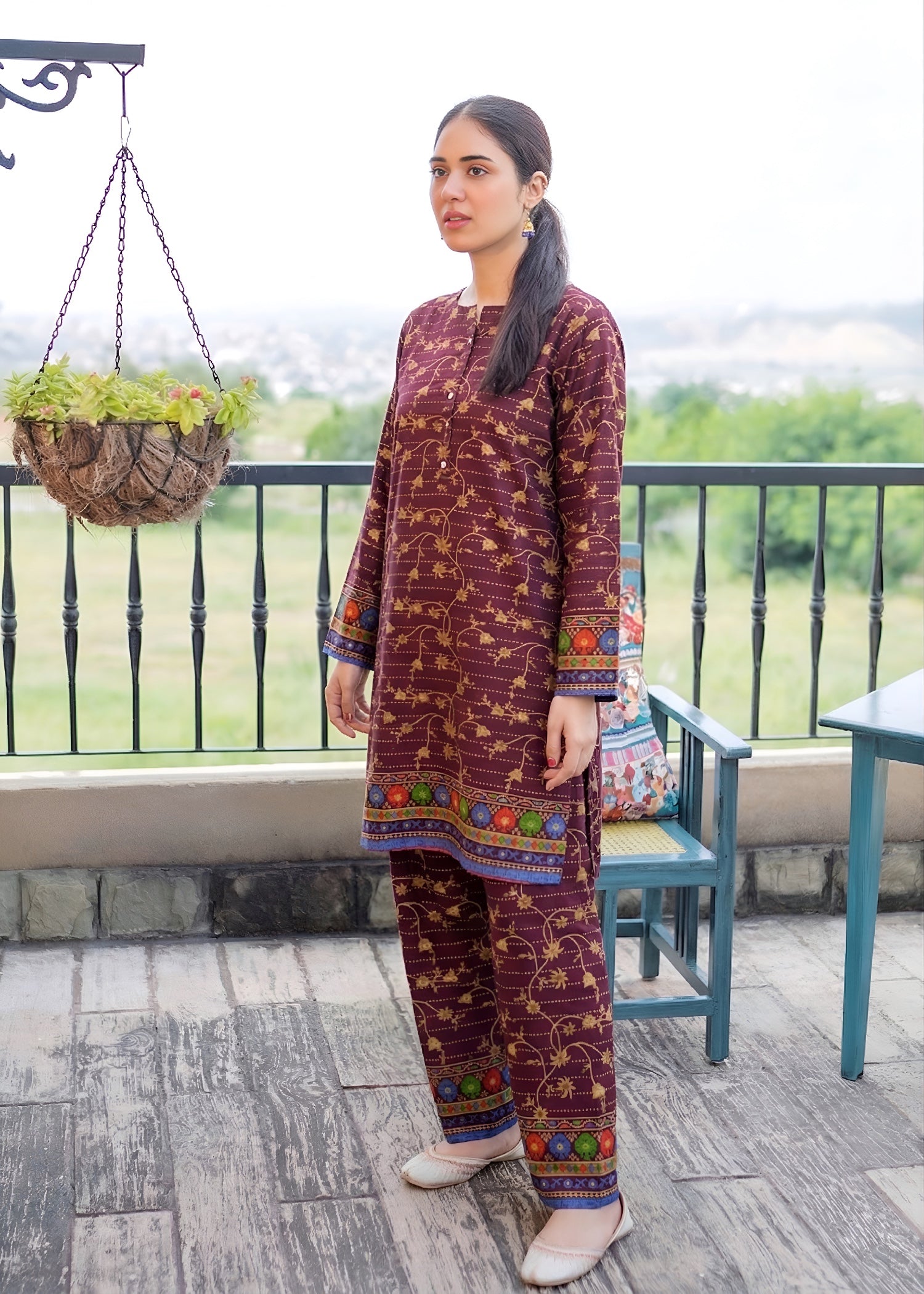lawn Co Ord Sets in Plum purple