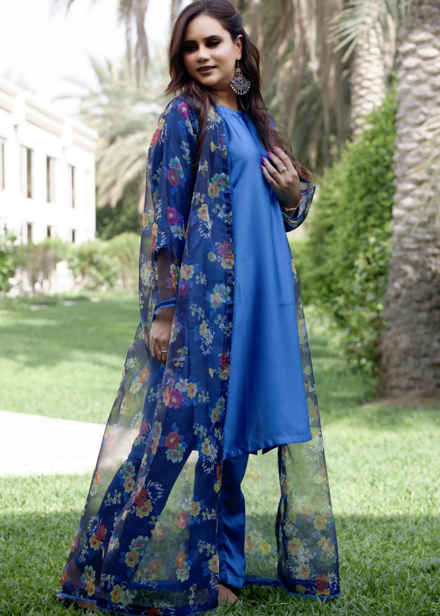 silk Gown in Cornflower blue