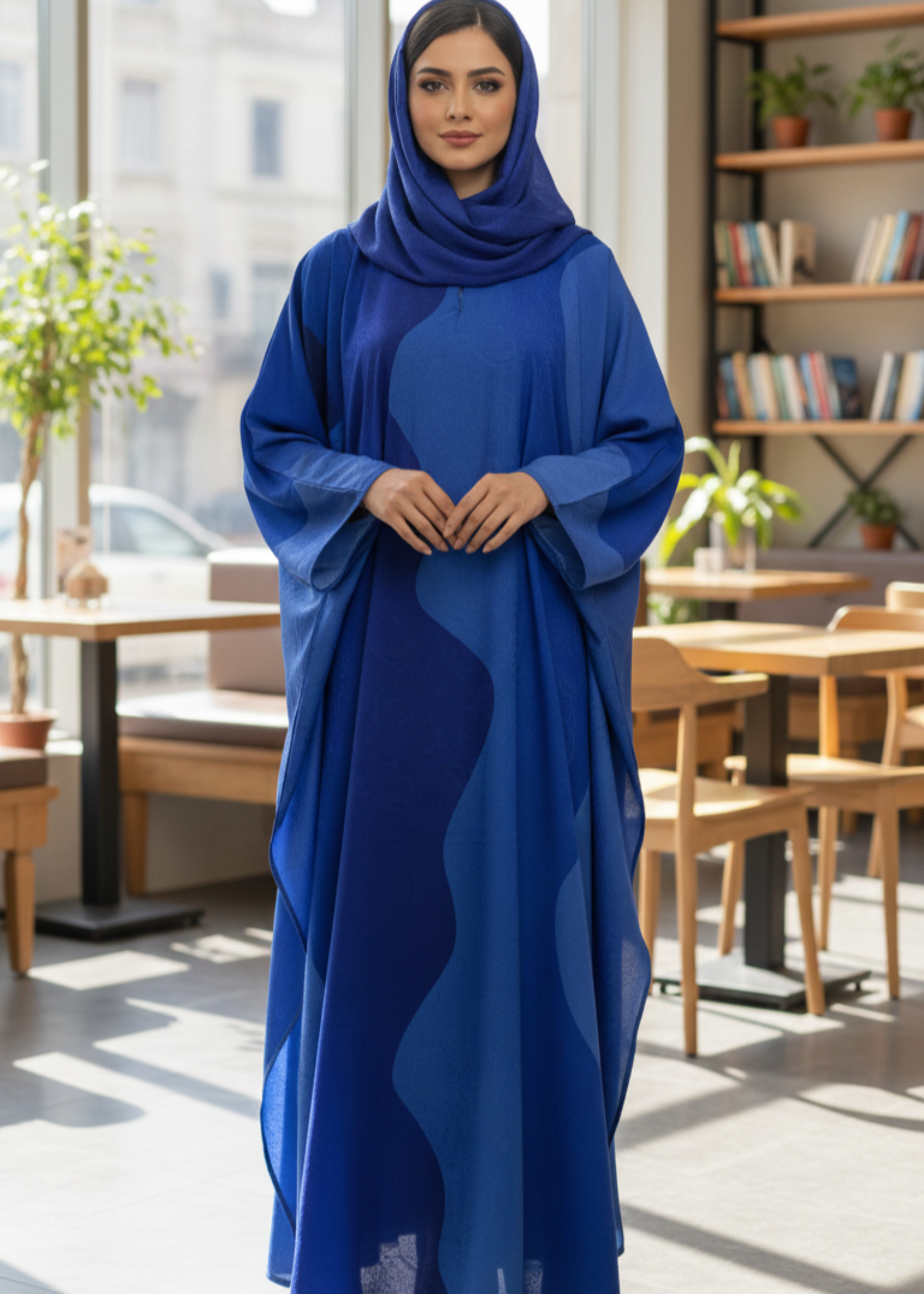 jacquard georgette Abaya in Royal blue