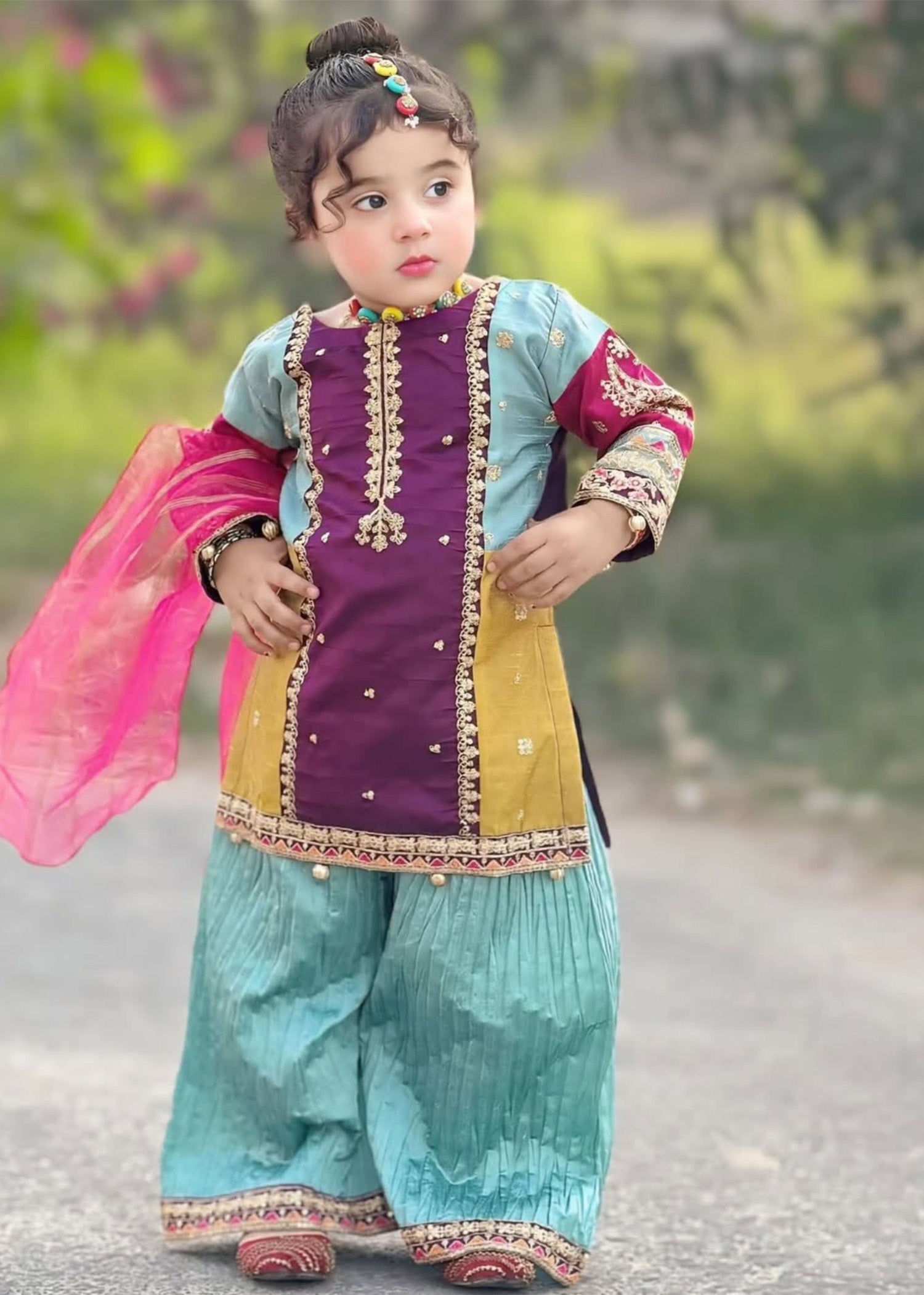raw silk Kurta Set in Purple