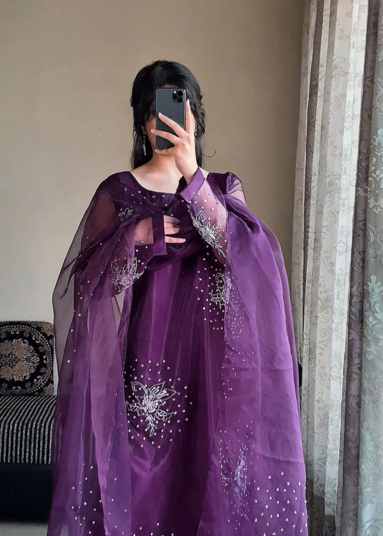 kattan silk Kurta Set in Plum purple