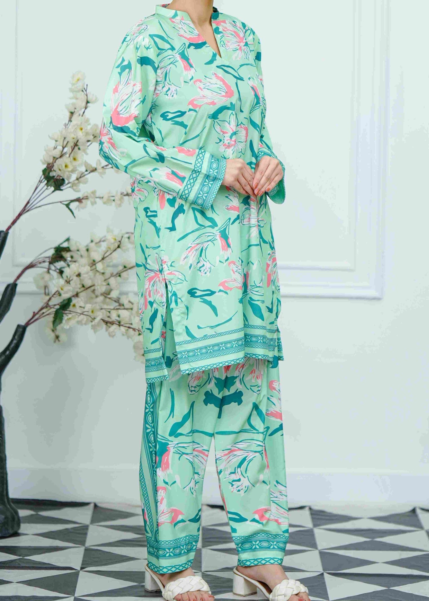 crepe Co Ord Sets in Mint green