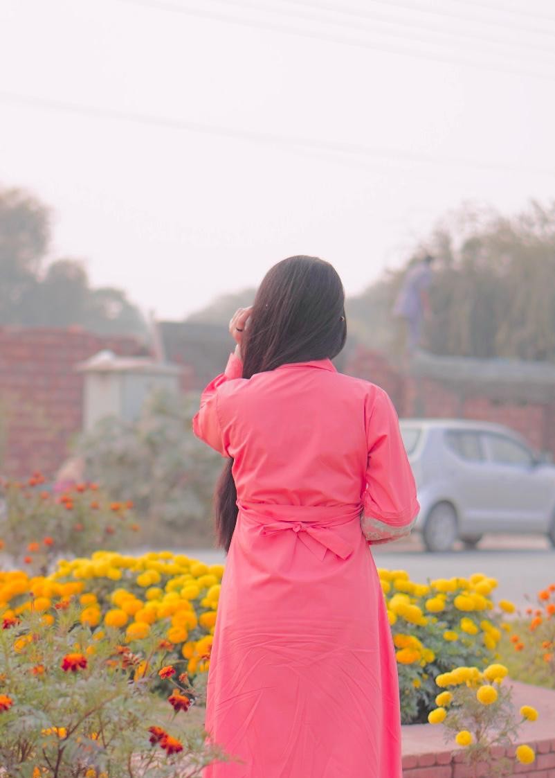 cambric Pishwas in Peach pink