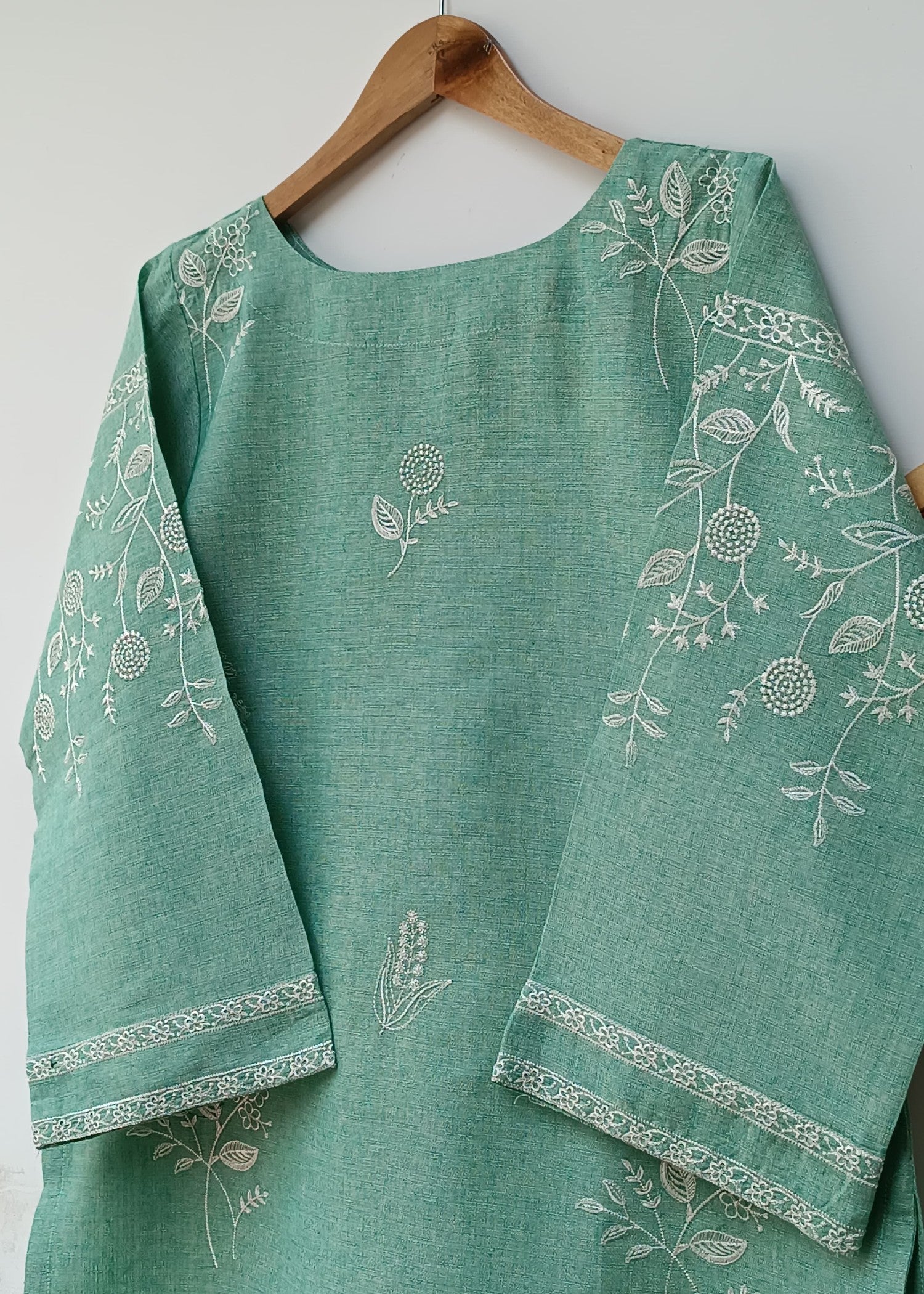 khaddar Kurta Set in Pastel green