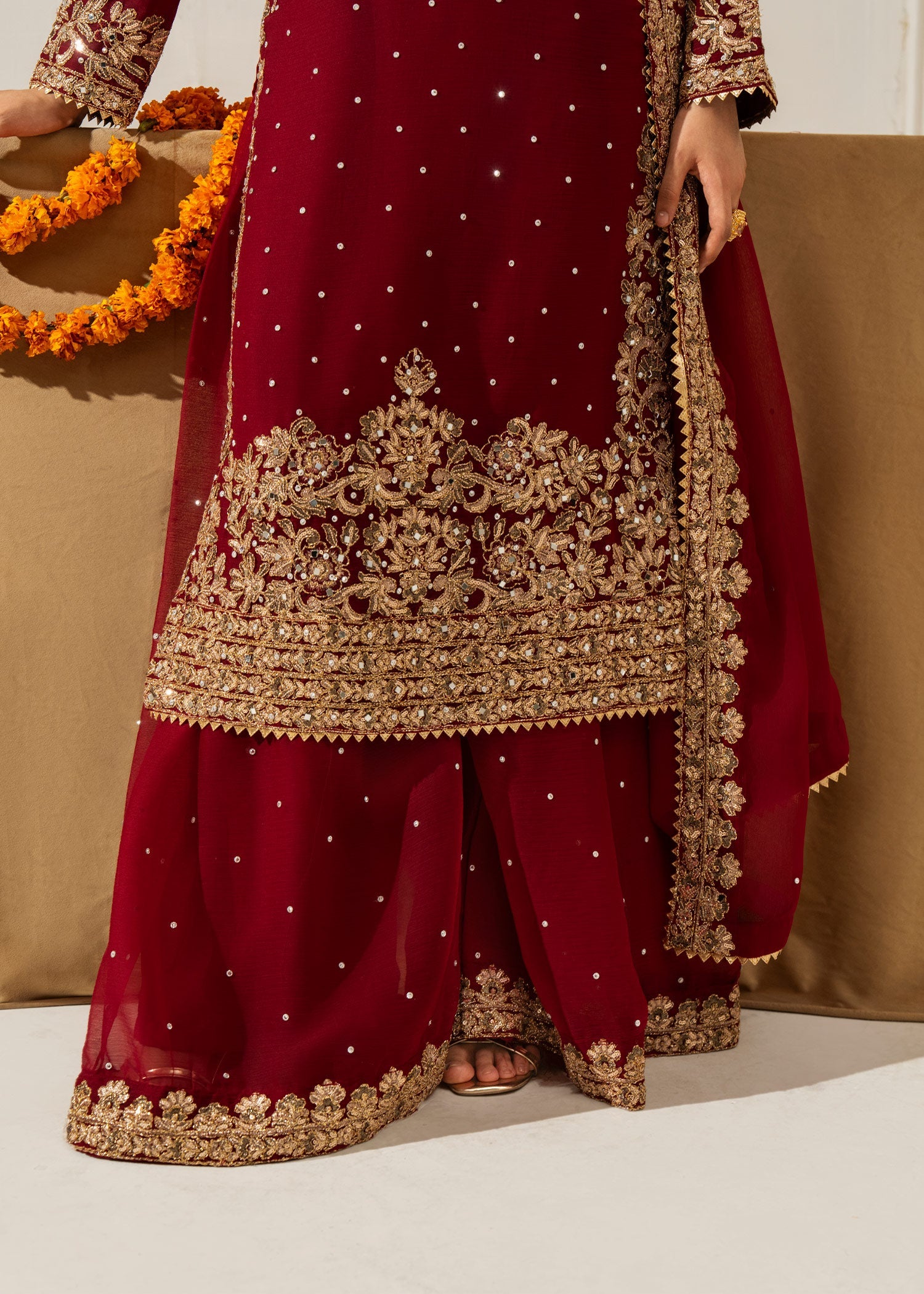 chiffon Sharara in Maroon