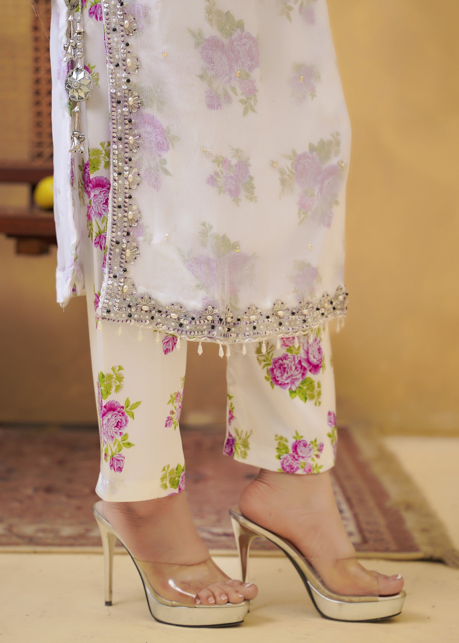 chiffon Kurta Set in Periwinkle
