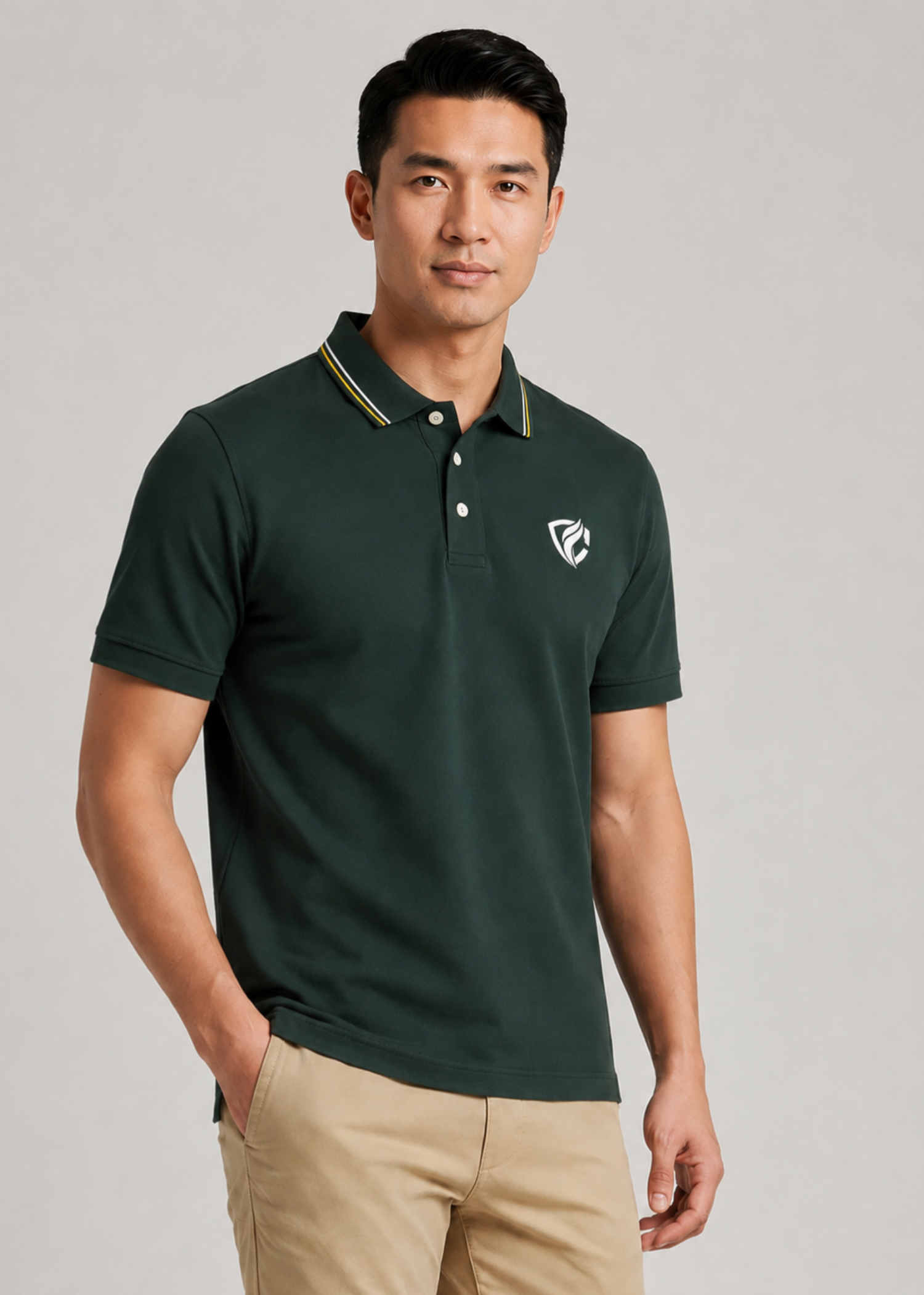 cotton pique Polo Shirt in Dark green by Calfour