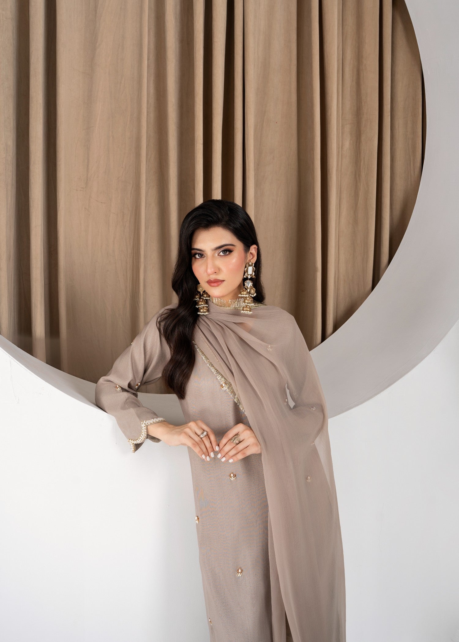 raw silk Kurta Set in Beige