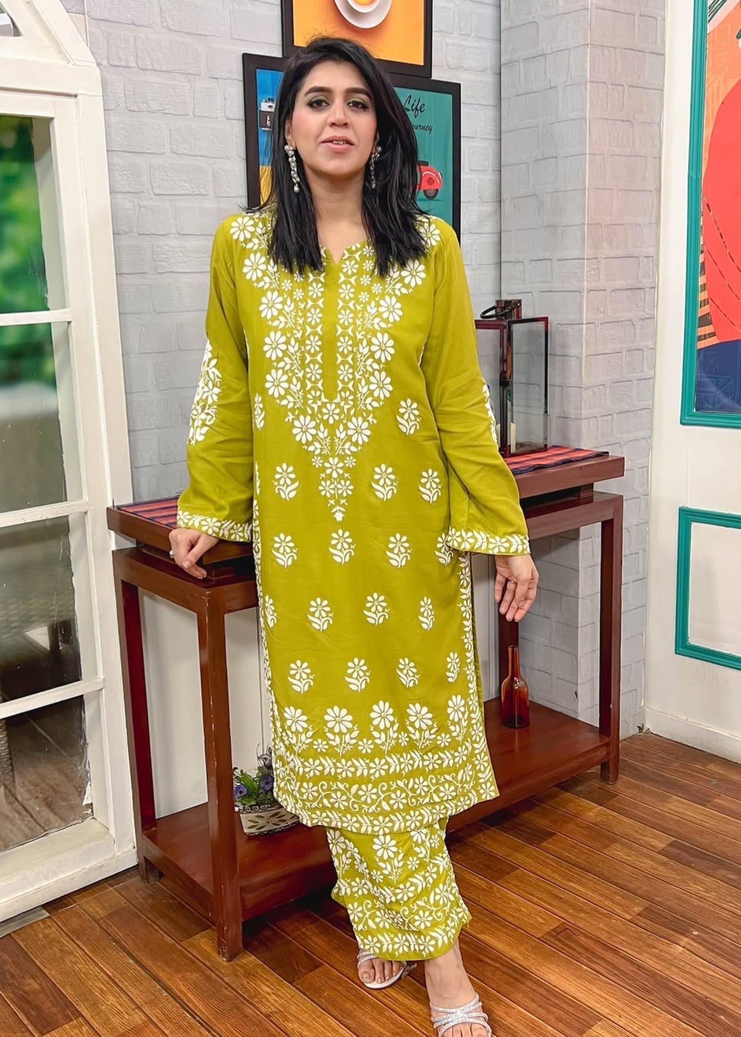 linen Co Ord Sets in Yellow green