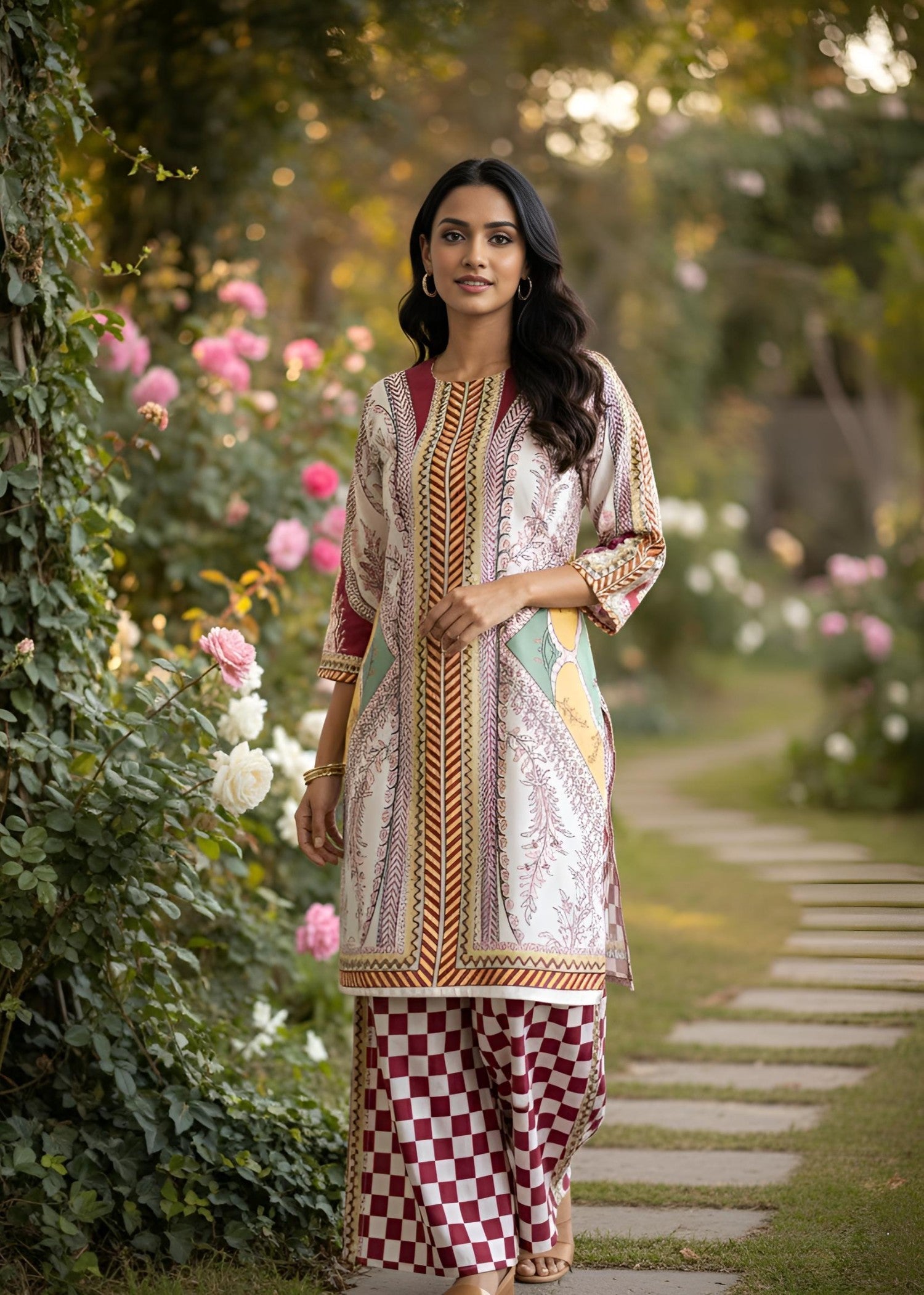wool Kurta Set in Cream