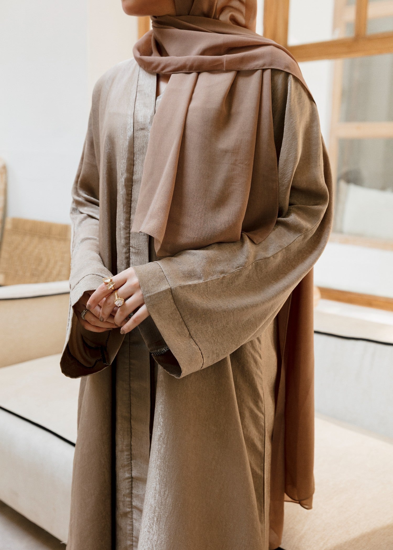 nidha blend Abaya in Camel brown