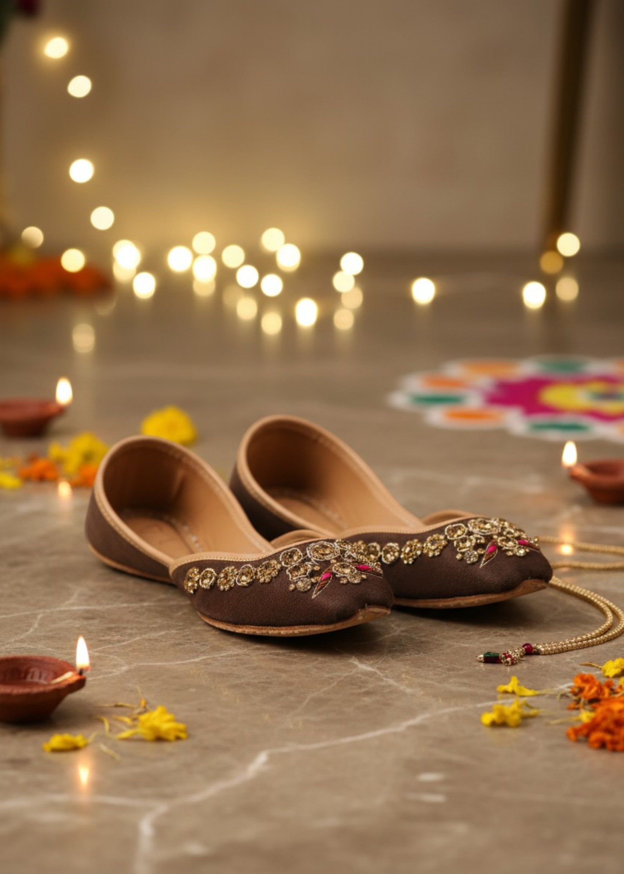 Khussa in Coffee brown by - High Quality Women Khussa IYJ6040