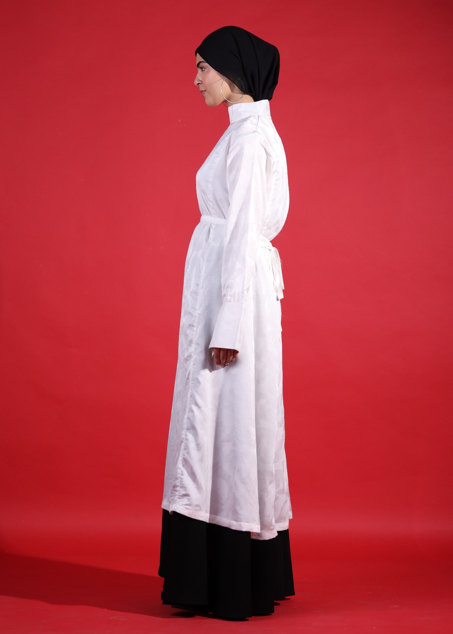 silk jamawar Skirt in Black, white