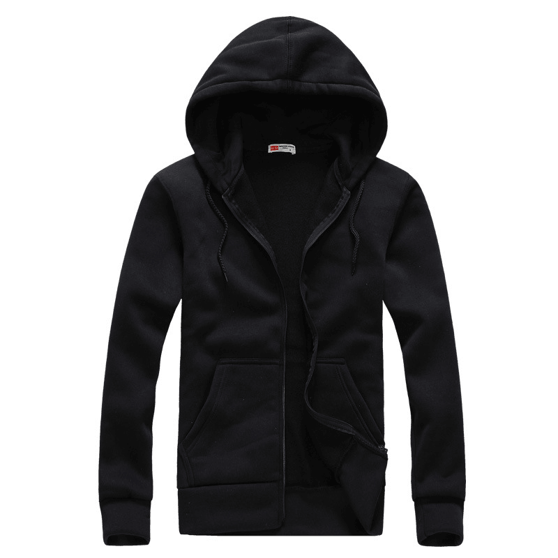 Casual Fashion Sports Sweater Couple Zipper Hooded Youth Solid Color Sweater