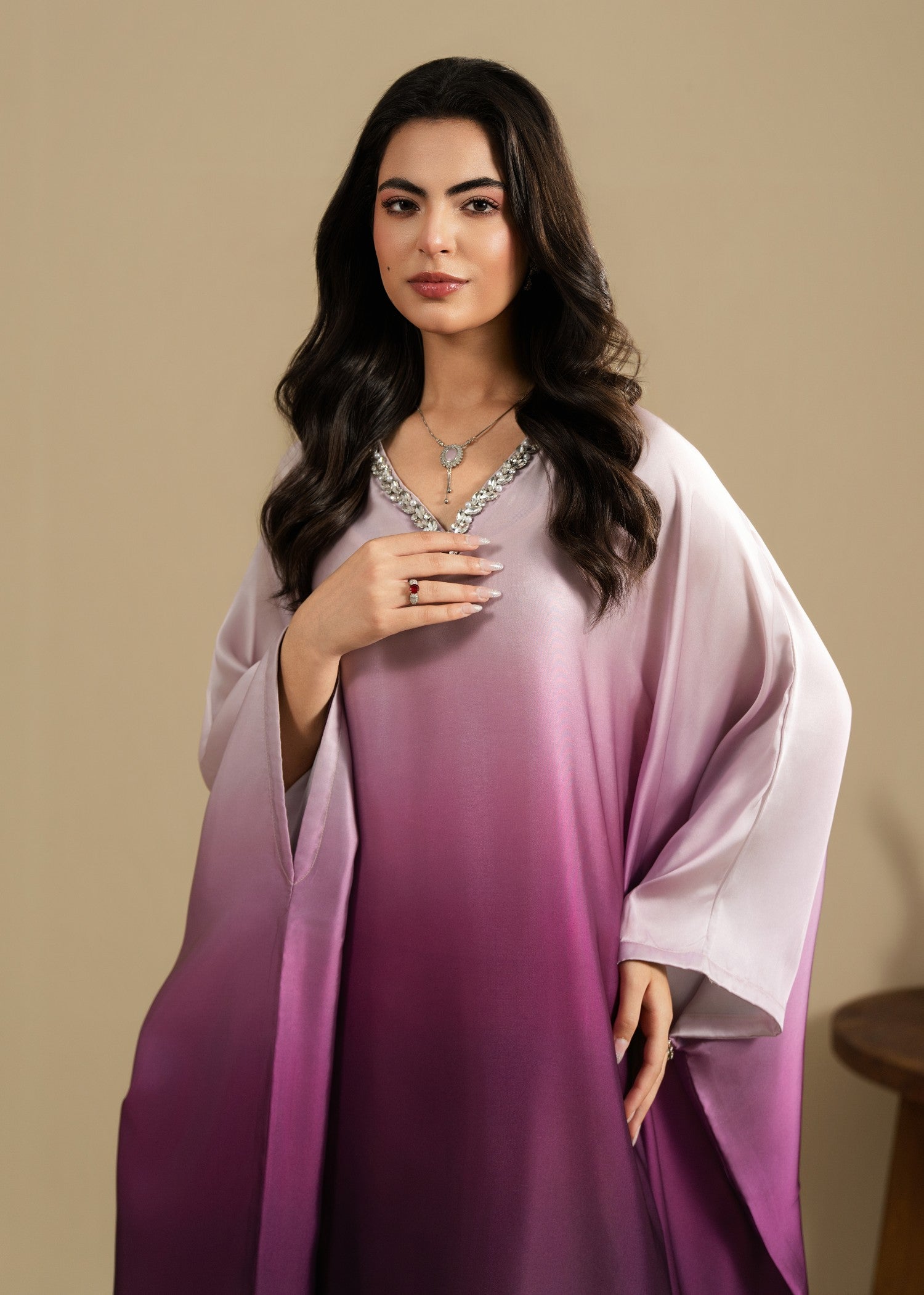 silk Kaftan in Purple