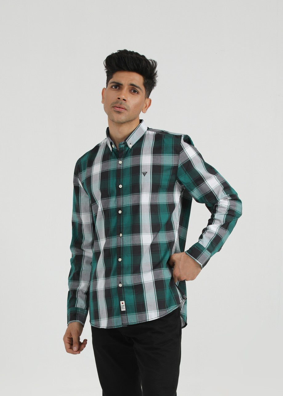 cotton Casual Shirt in Green