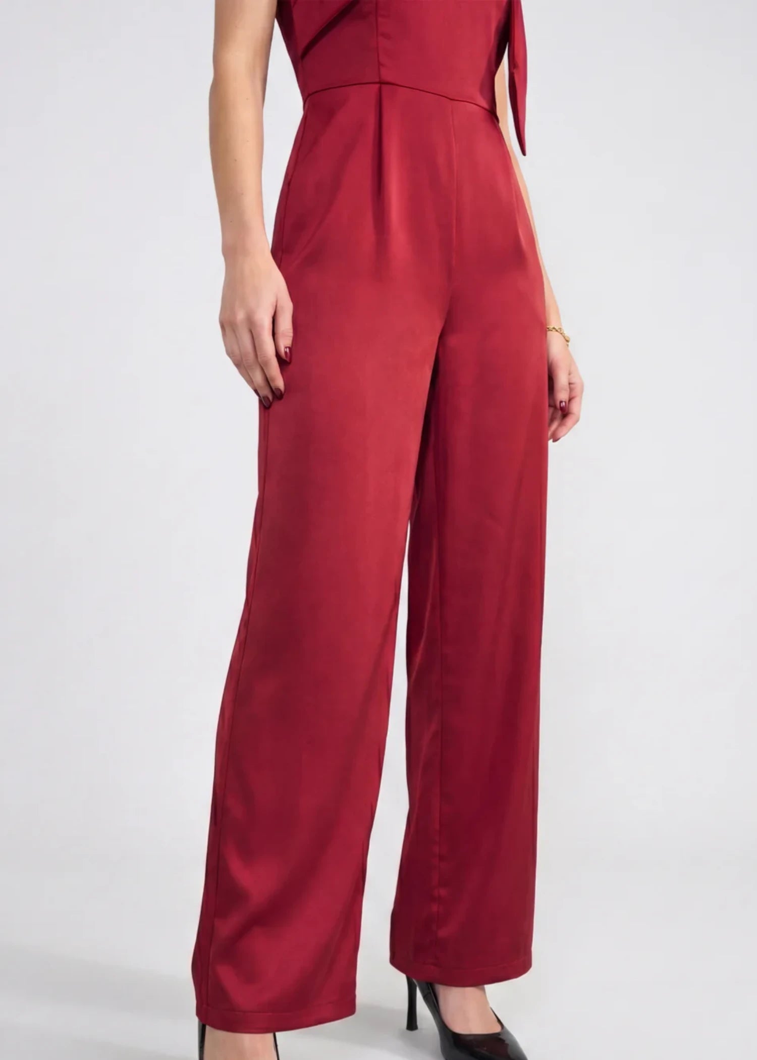 polyester Jumpsuit in Maroon