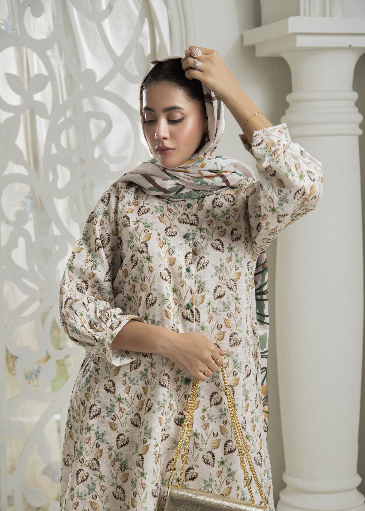khaddar Kurta Set in Cream