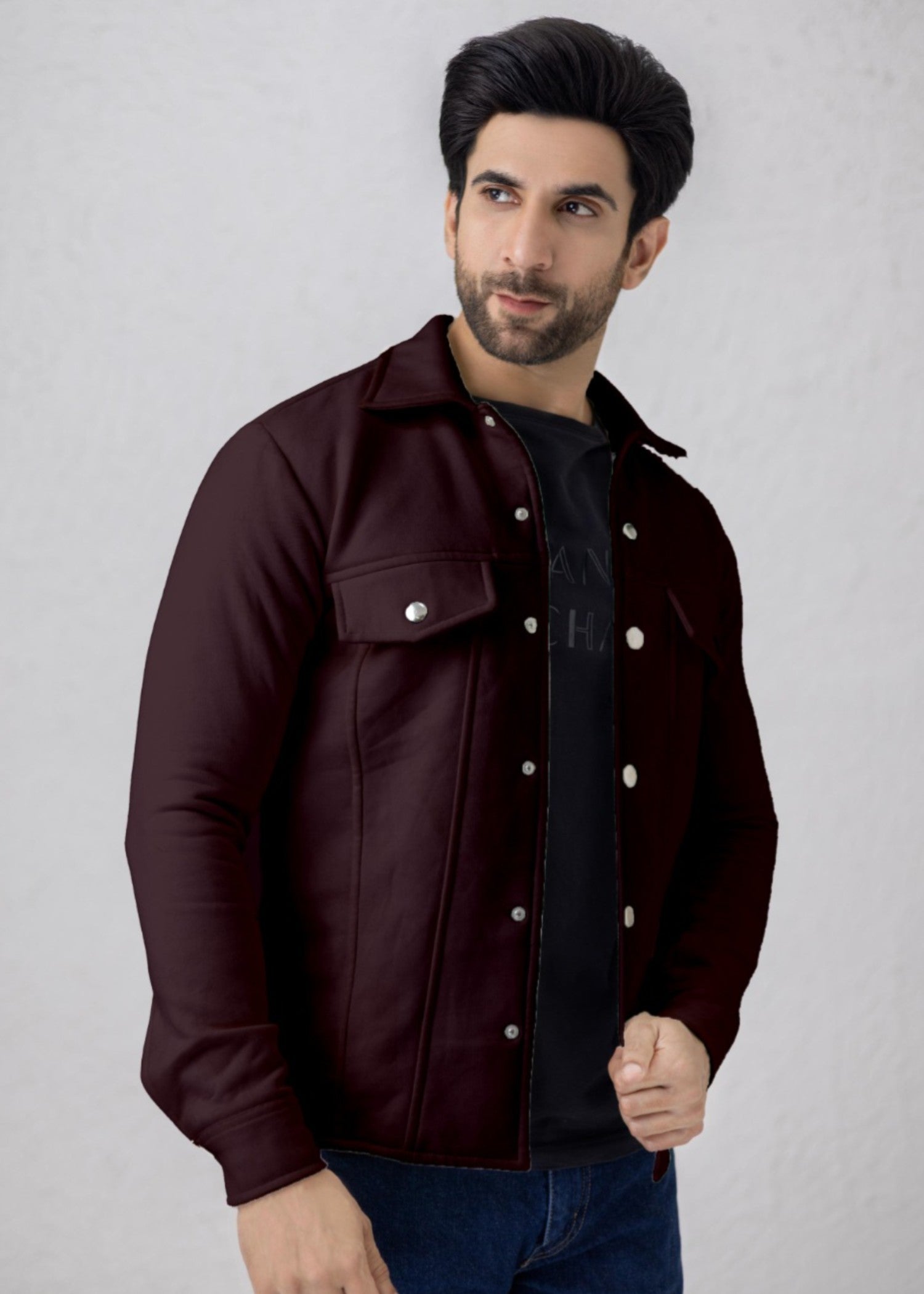 fleece Jacket in Maroon