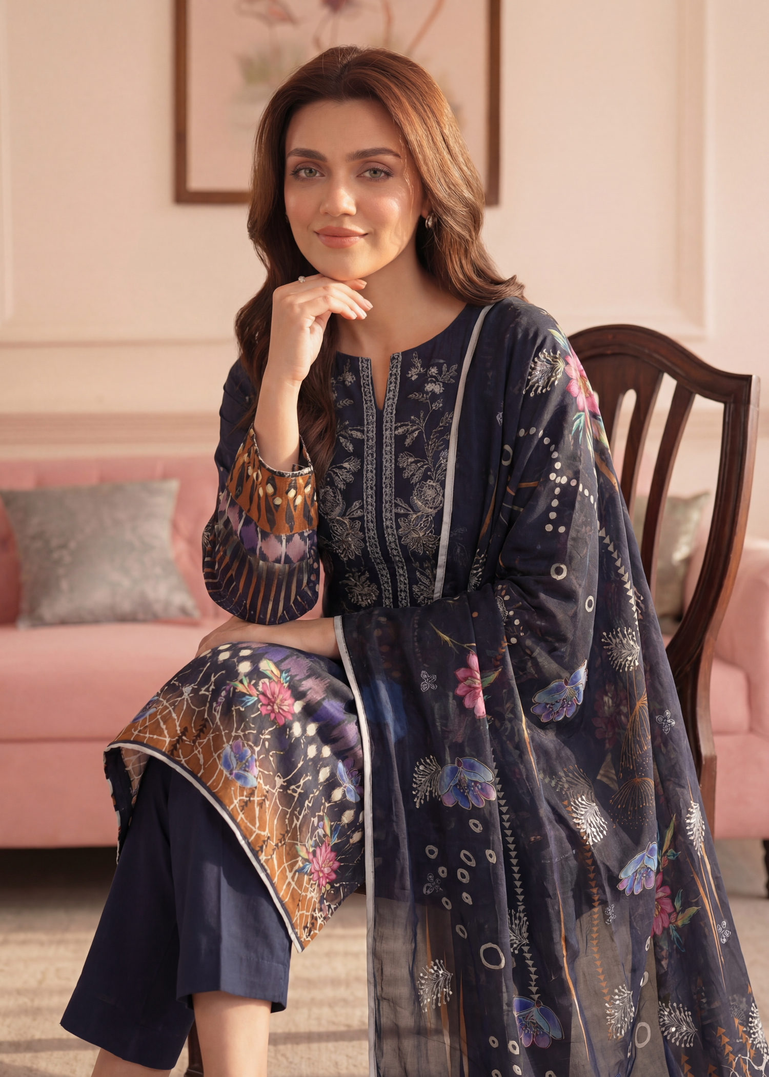 viscose Unstitched in Navy blue