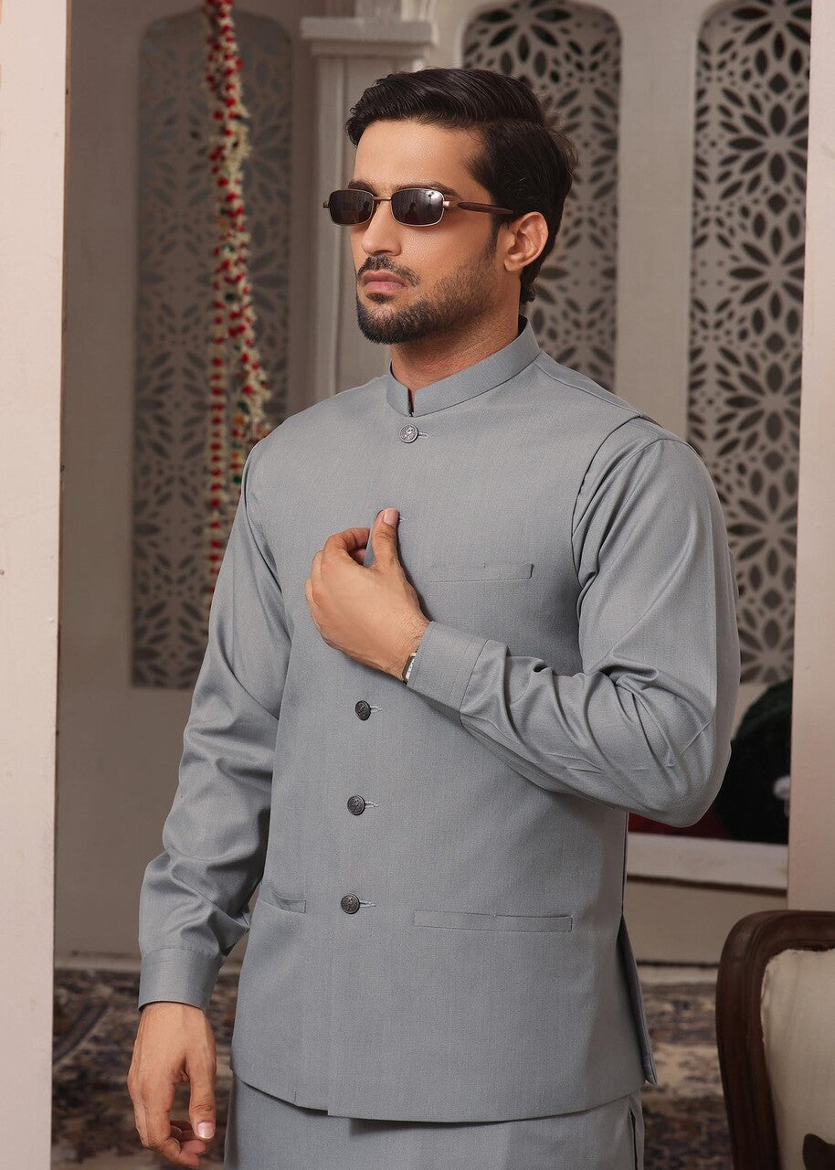 wash & wear Waistcoat in Slate grey