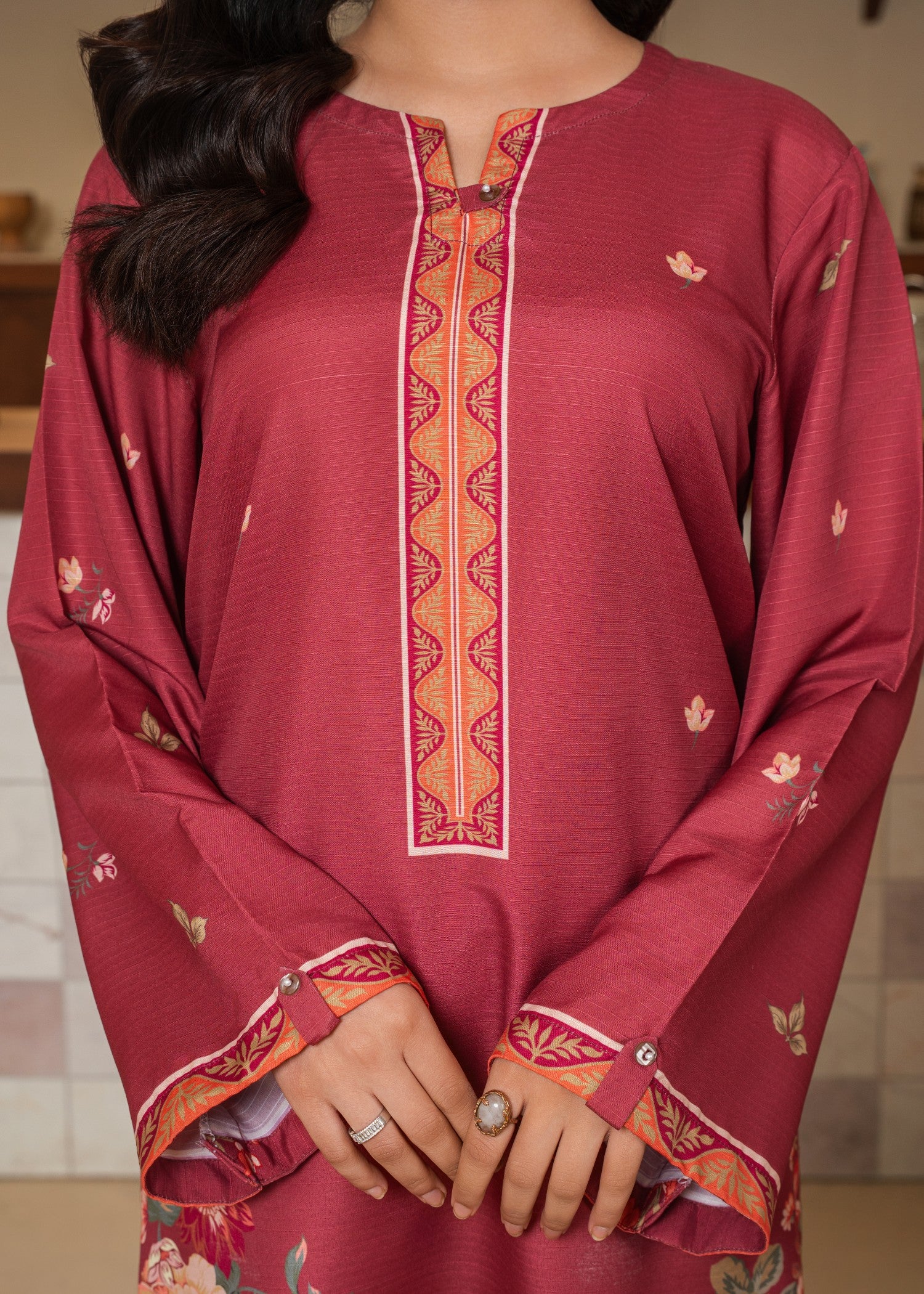 poly modal Kurti in Red