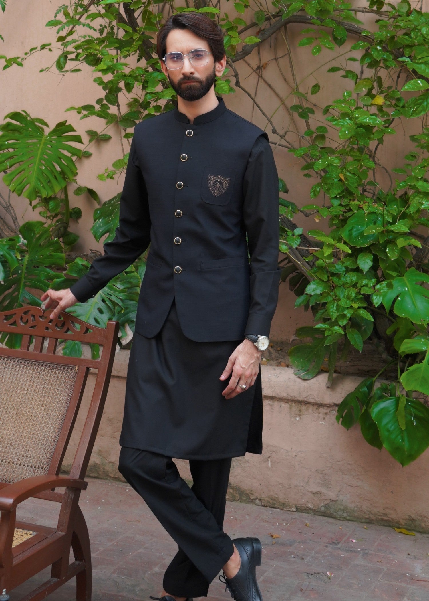 wool Waistcoat in Black
