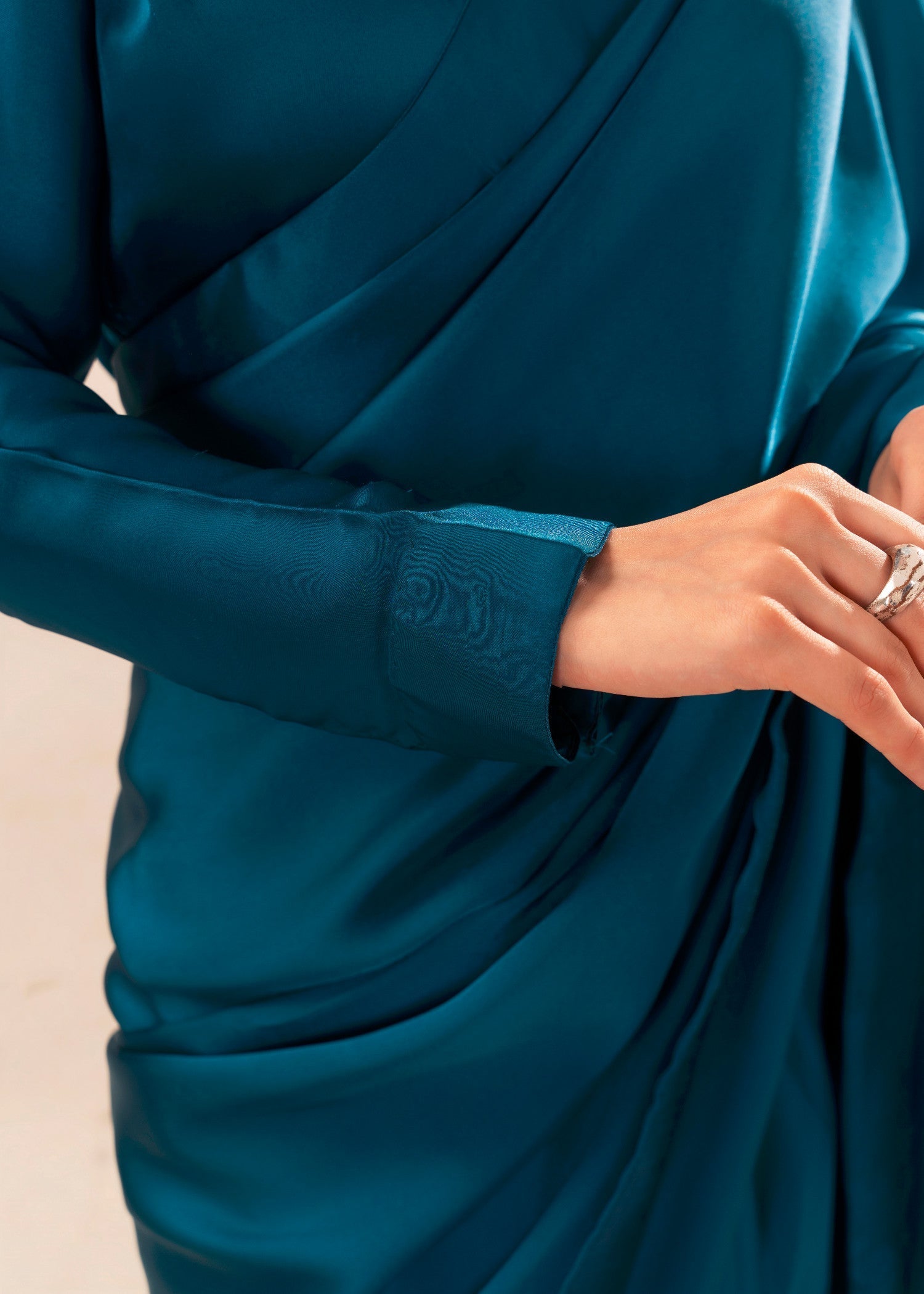 poly silk Saree in Teal