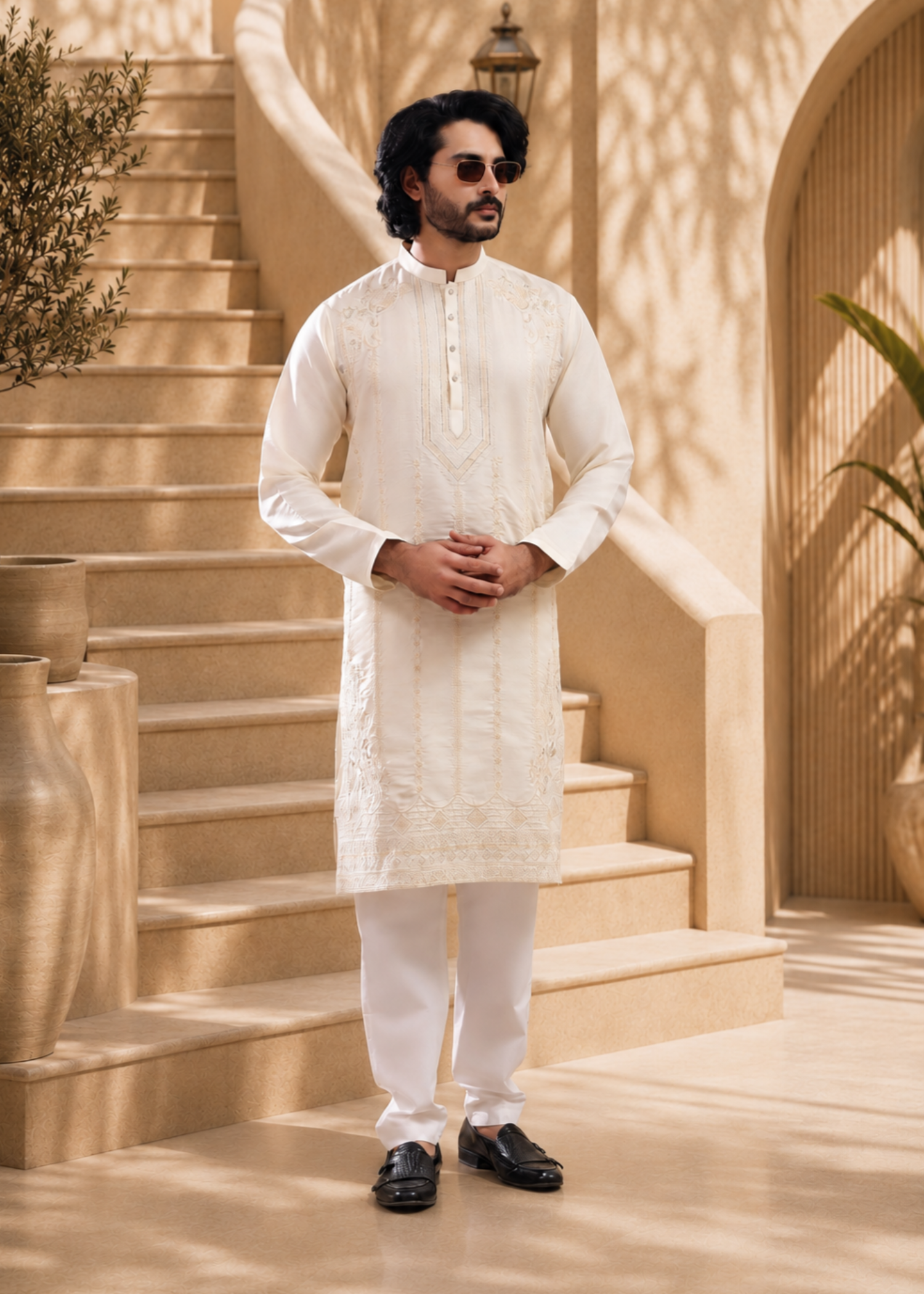 pk raw silk Kurta Set in Cream