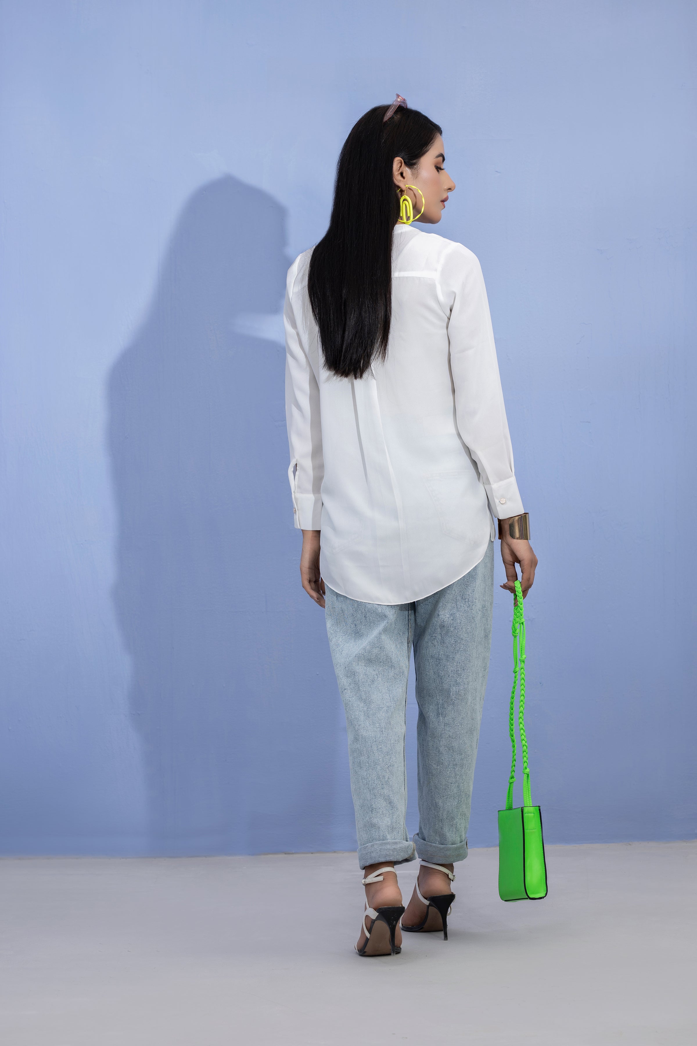 crepe georgette Kurti in White