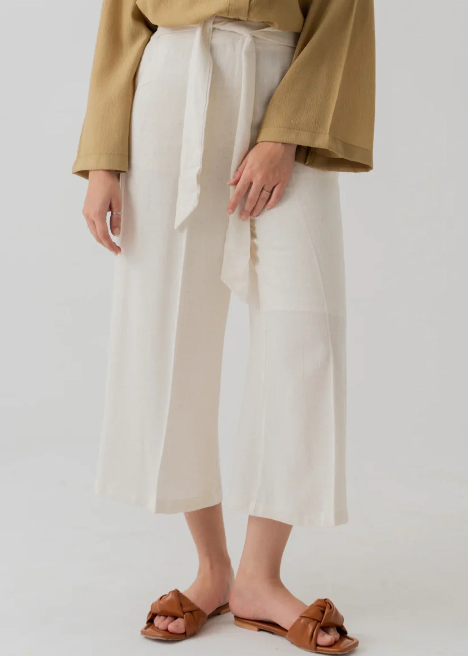 viscose linen Trousers in Off-white